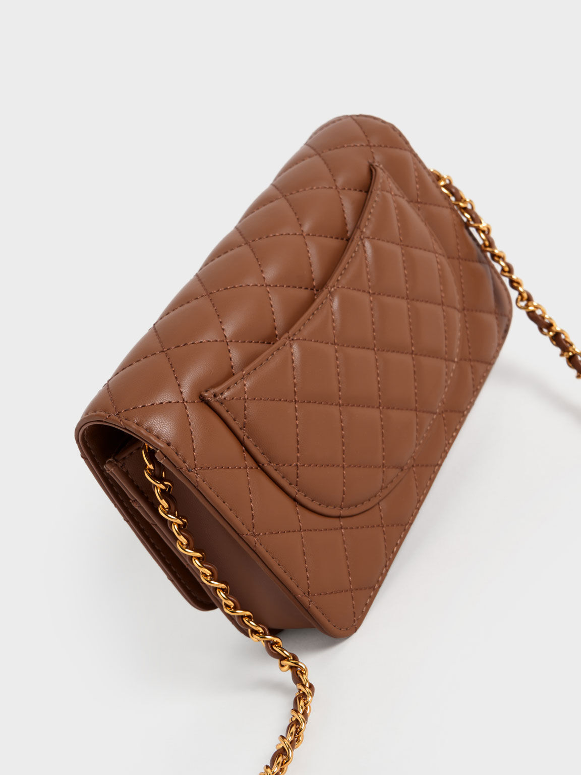 Quilted Push-Lock Clutch, Chocolate, hi-res