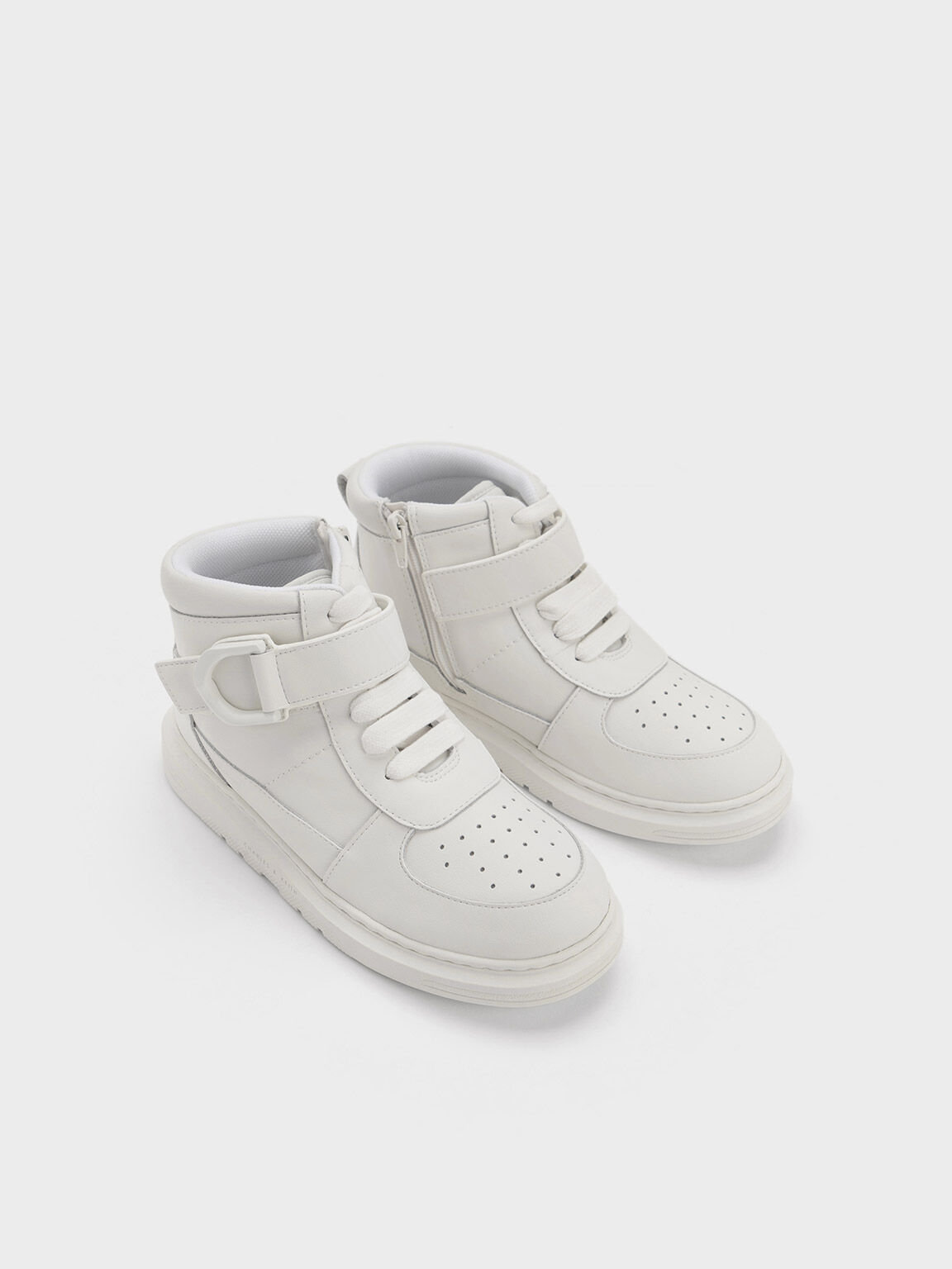 Girls' Gabine Leather High-Top Sneaker, White, hi-res