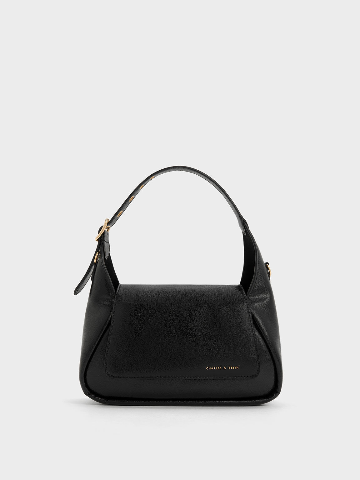 Buzz Front Flap Hobo Bag - Black