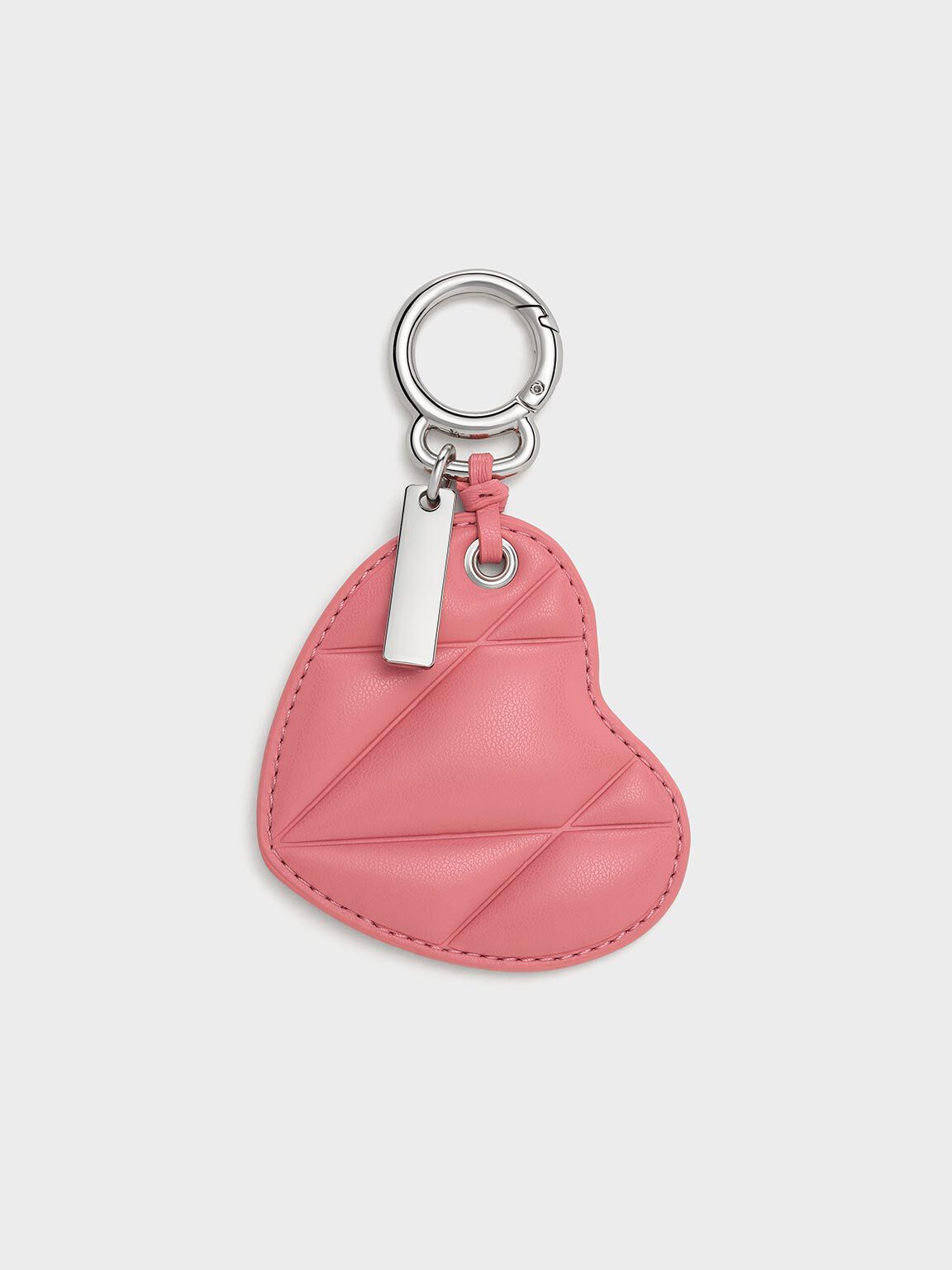 Heart Quilted Mirror Charm, Pink, hi-res