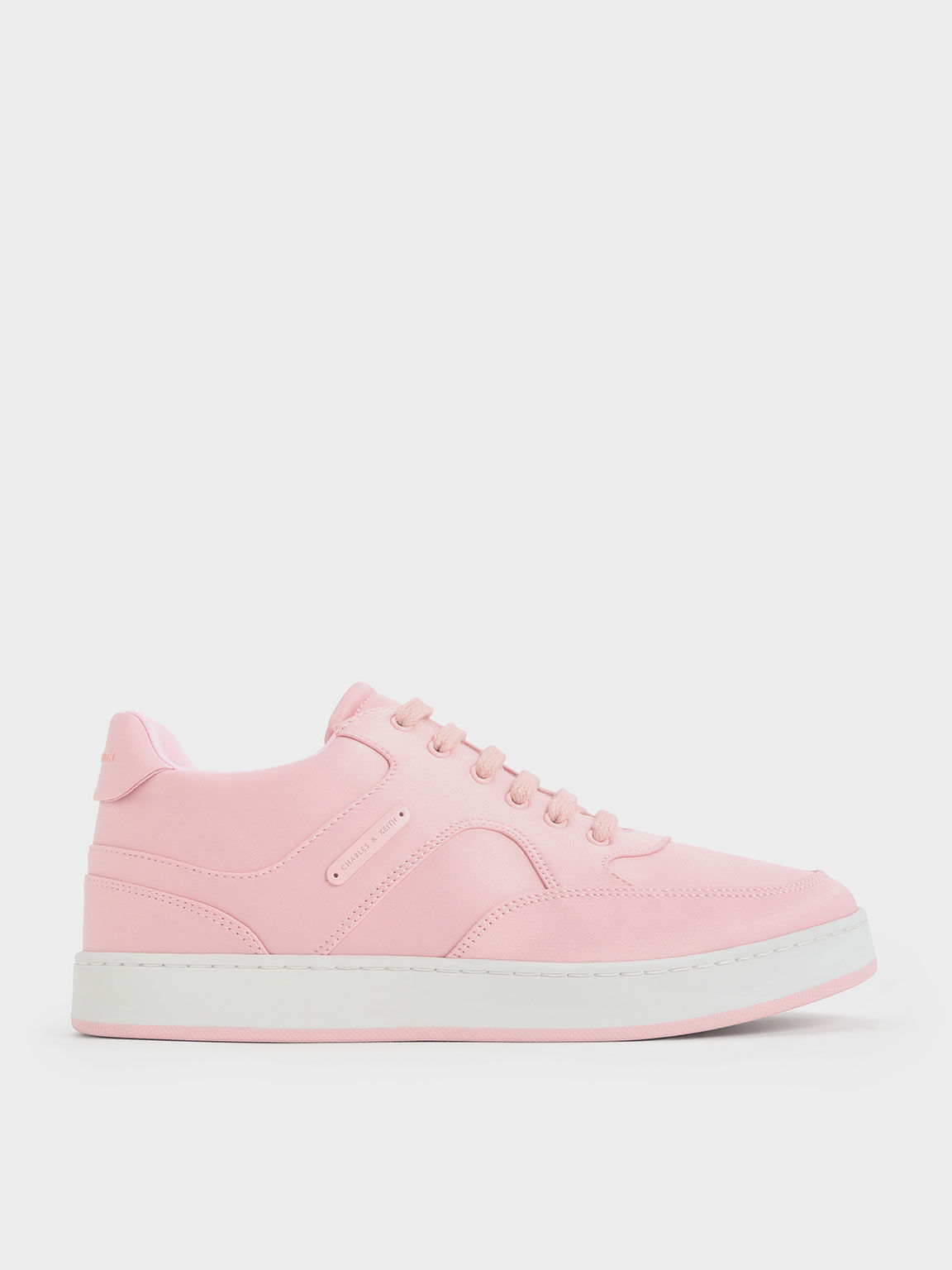 Satin Low-Top Sneakers, Pink, hi-res