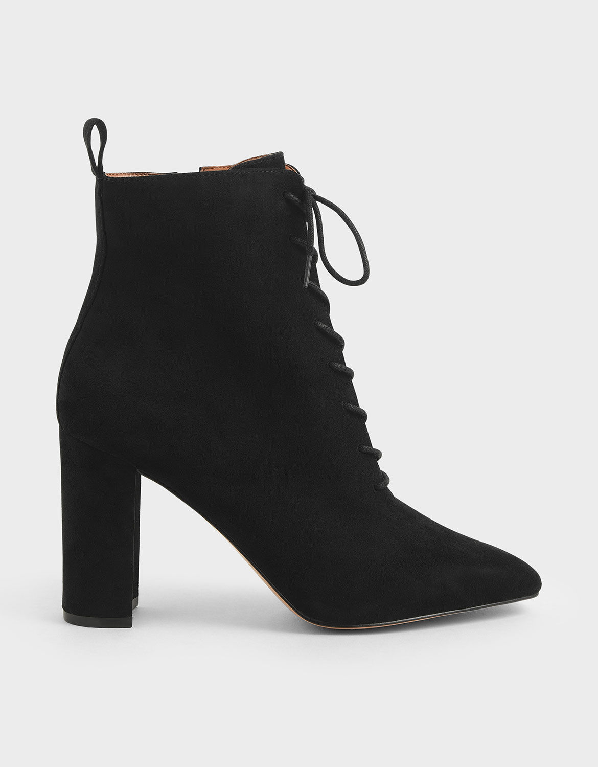 Black Textured Lace-Up Ankle Boots 