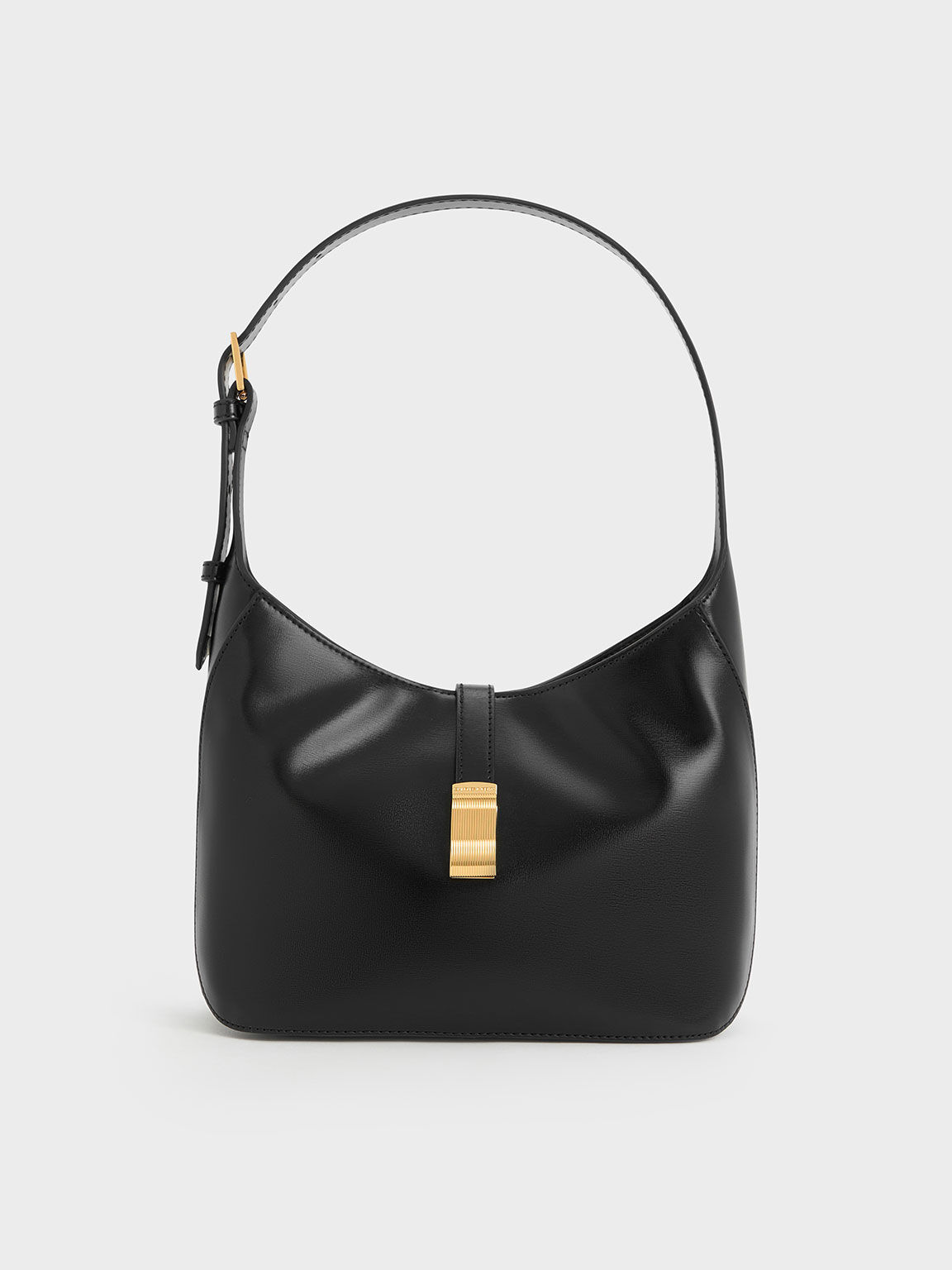 Wisteria Belted Shoulder Bag, Black, hi-res