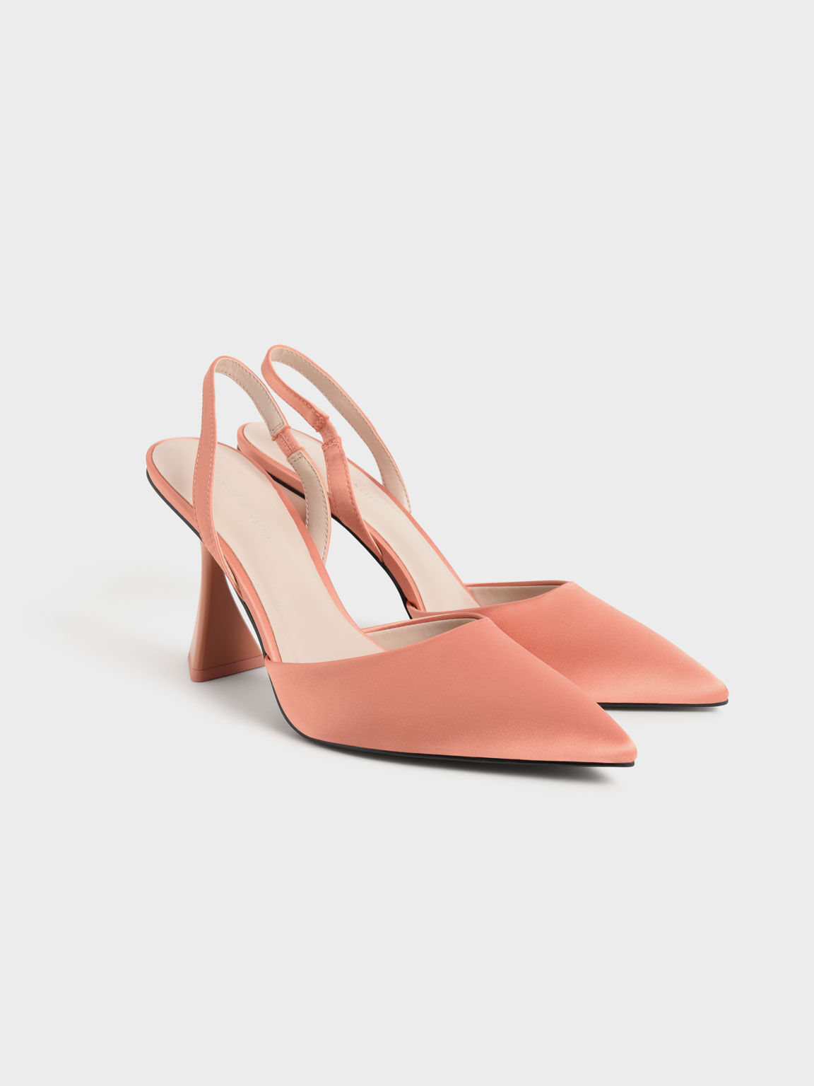 Recycled Polyester Slingback Pumps, Peach, hi-res