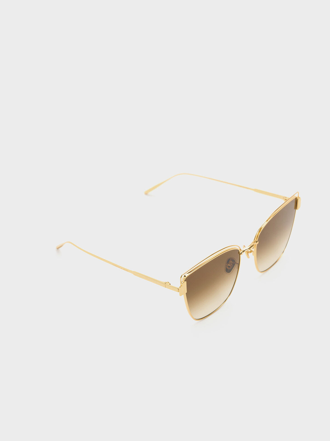Gold Wire-Frame Cat-Eye Sunglasses - CHARLES & KEITH CA