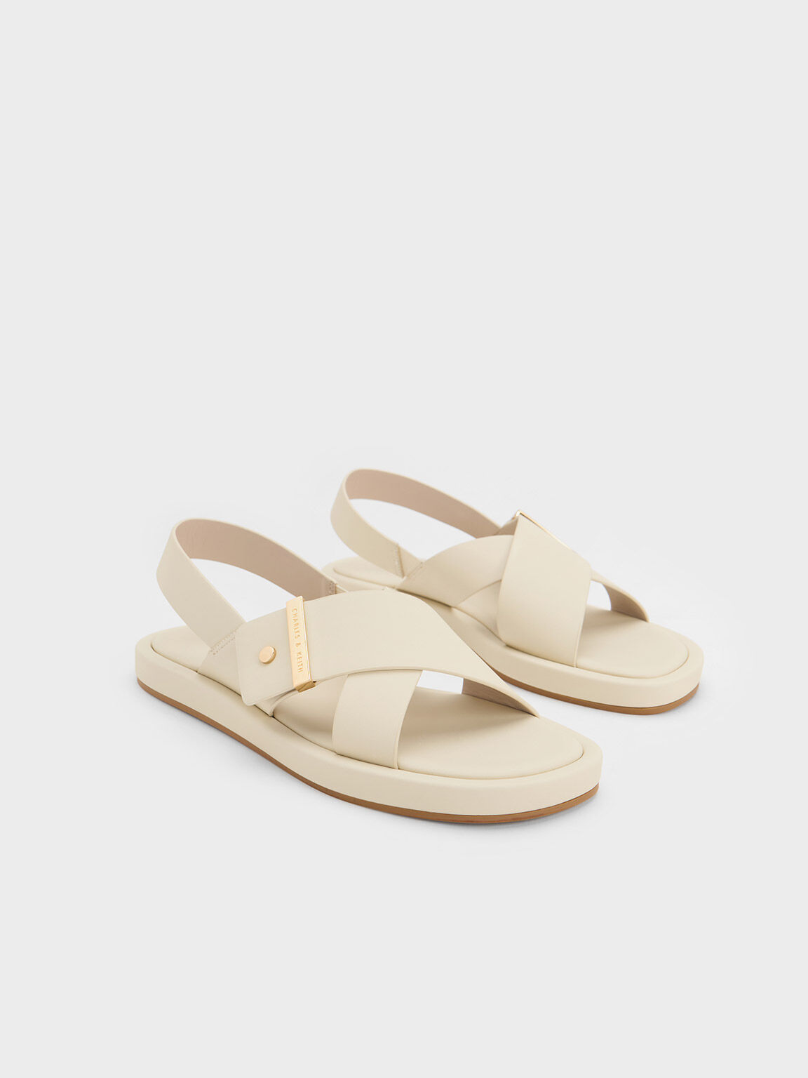 Chalk Crossover Back Strap Sandals - CHARLES & KEITH CA