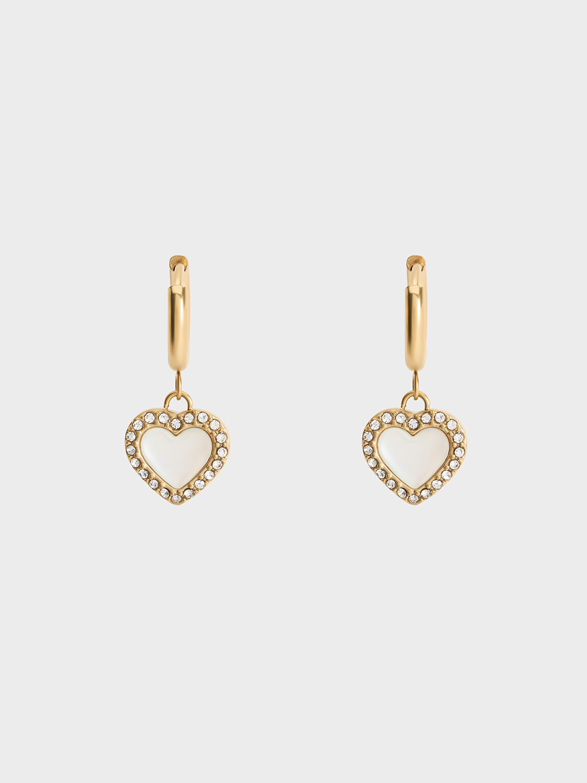 Annalise Crystal Heart-Stone Hoop Earrings, Brush Gold, hi-res