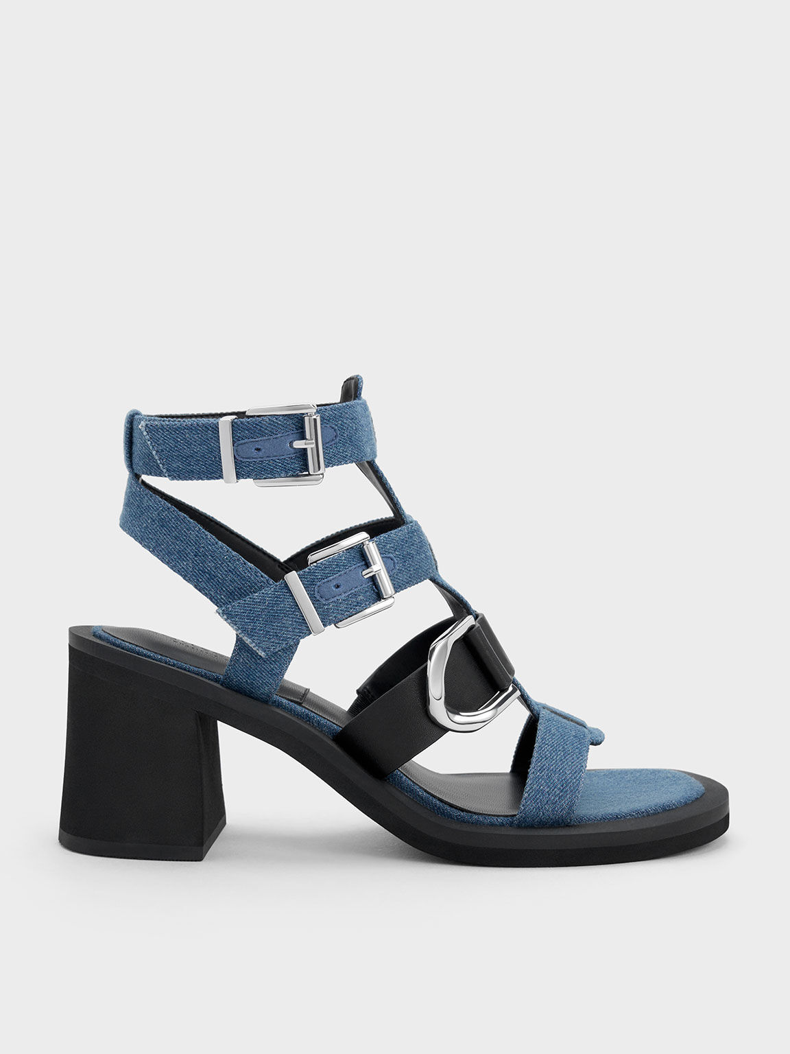 Royal Blue Knee-high Gladiator Heels Stilettos Rhinestone Sandals|FSJshoes