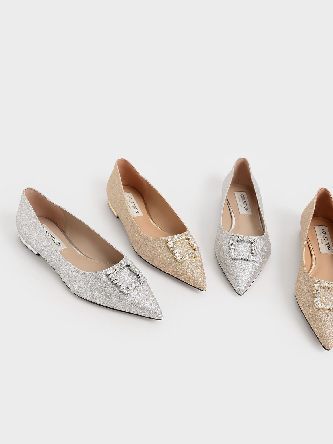 White and sale gold flats