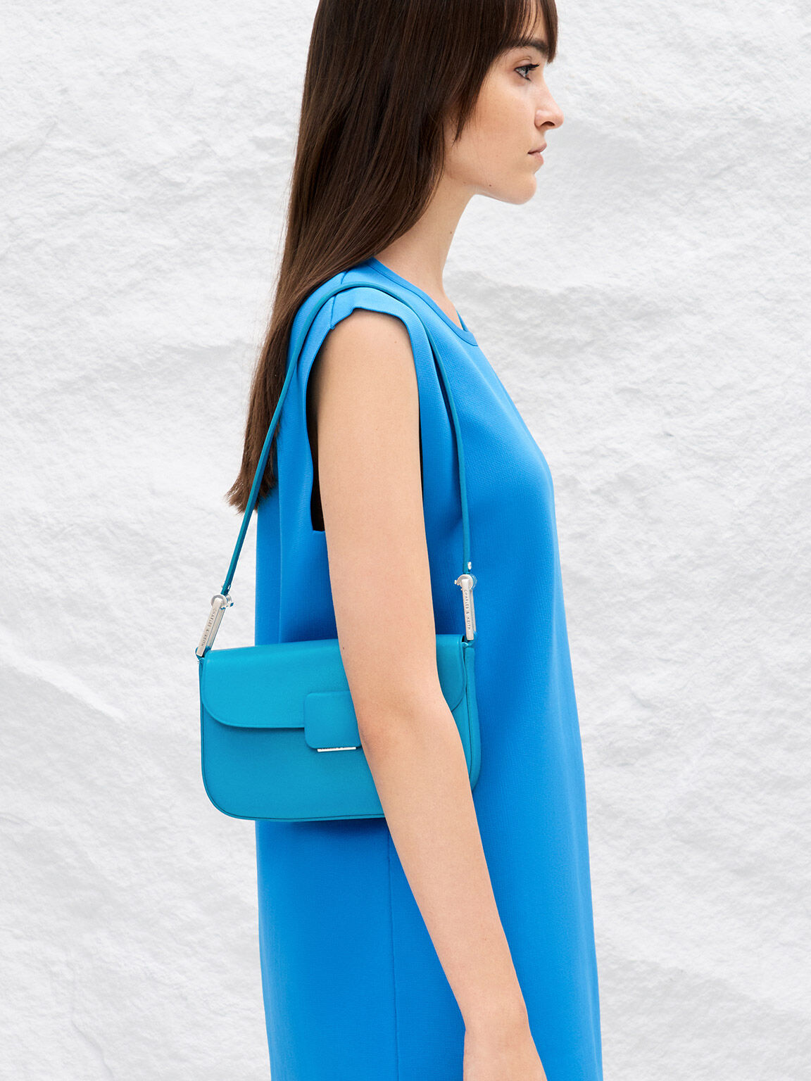 Koa Square Push-Lock Shoulder Bag, Blue, hi-res