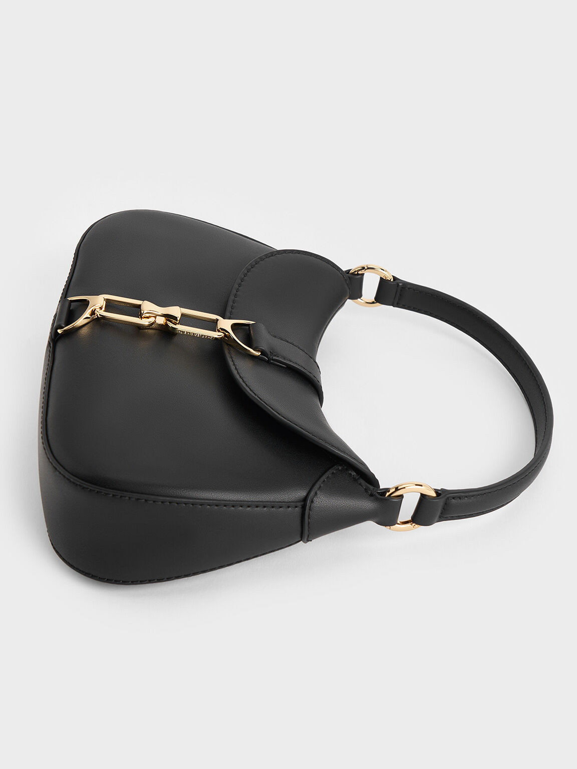 Agatha Chain-Accent Hobo Bag, Black, hi-res