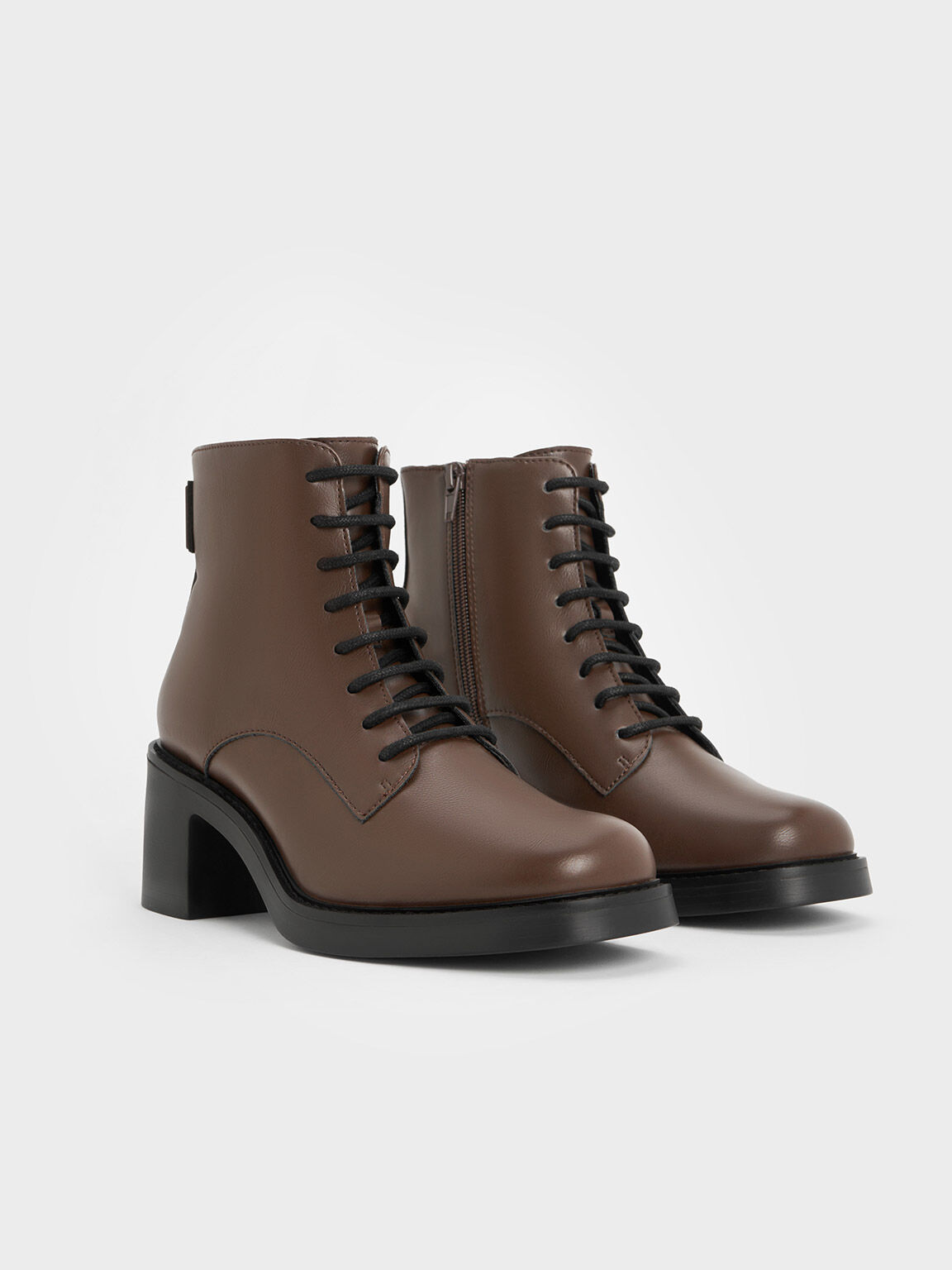 Hester Block Heel Ankle Boots, Dark Brown, hi-res