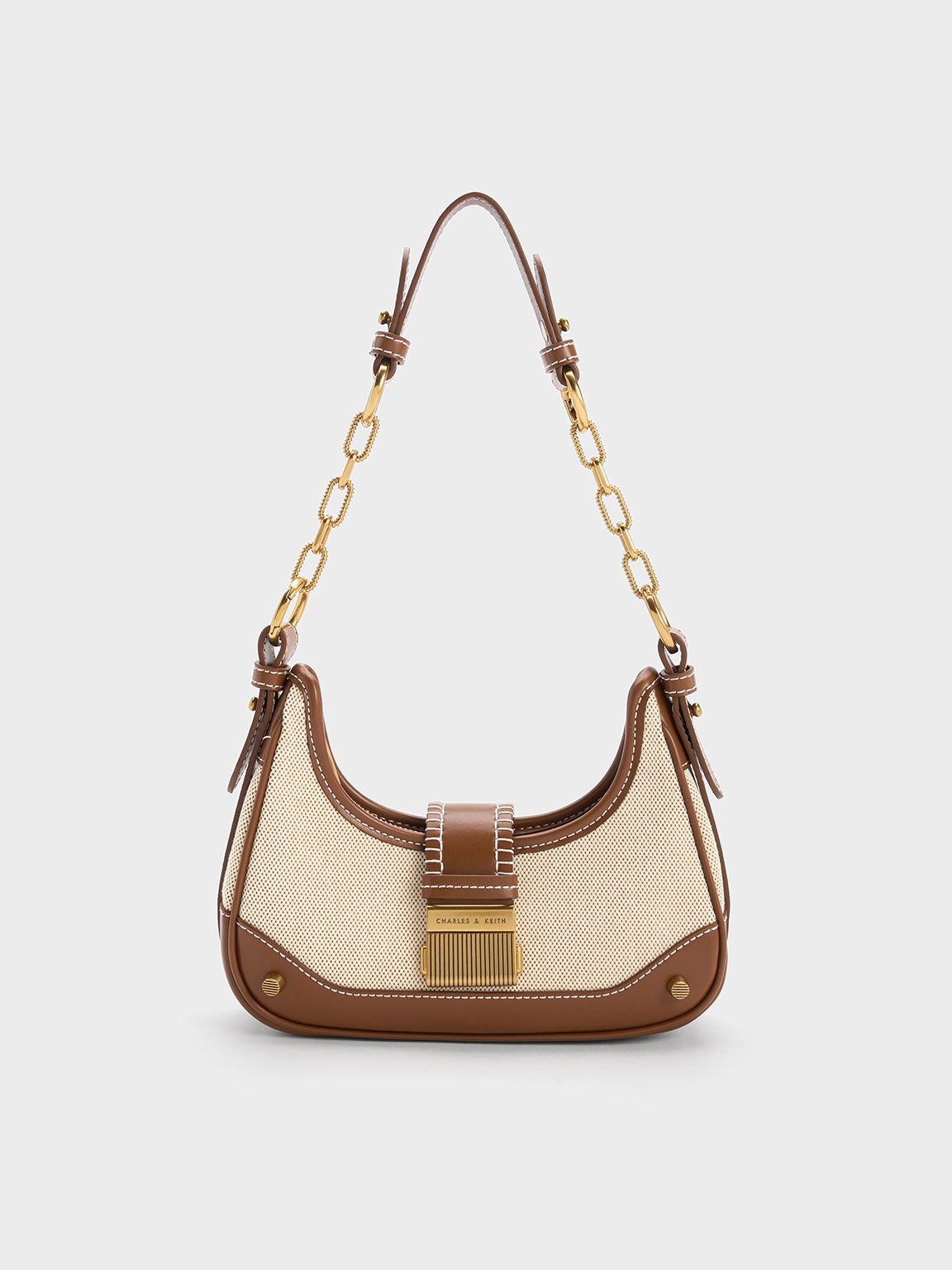 Winslet Canvas Belted Hobo Bag - Chocolate