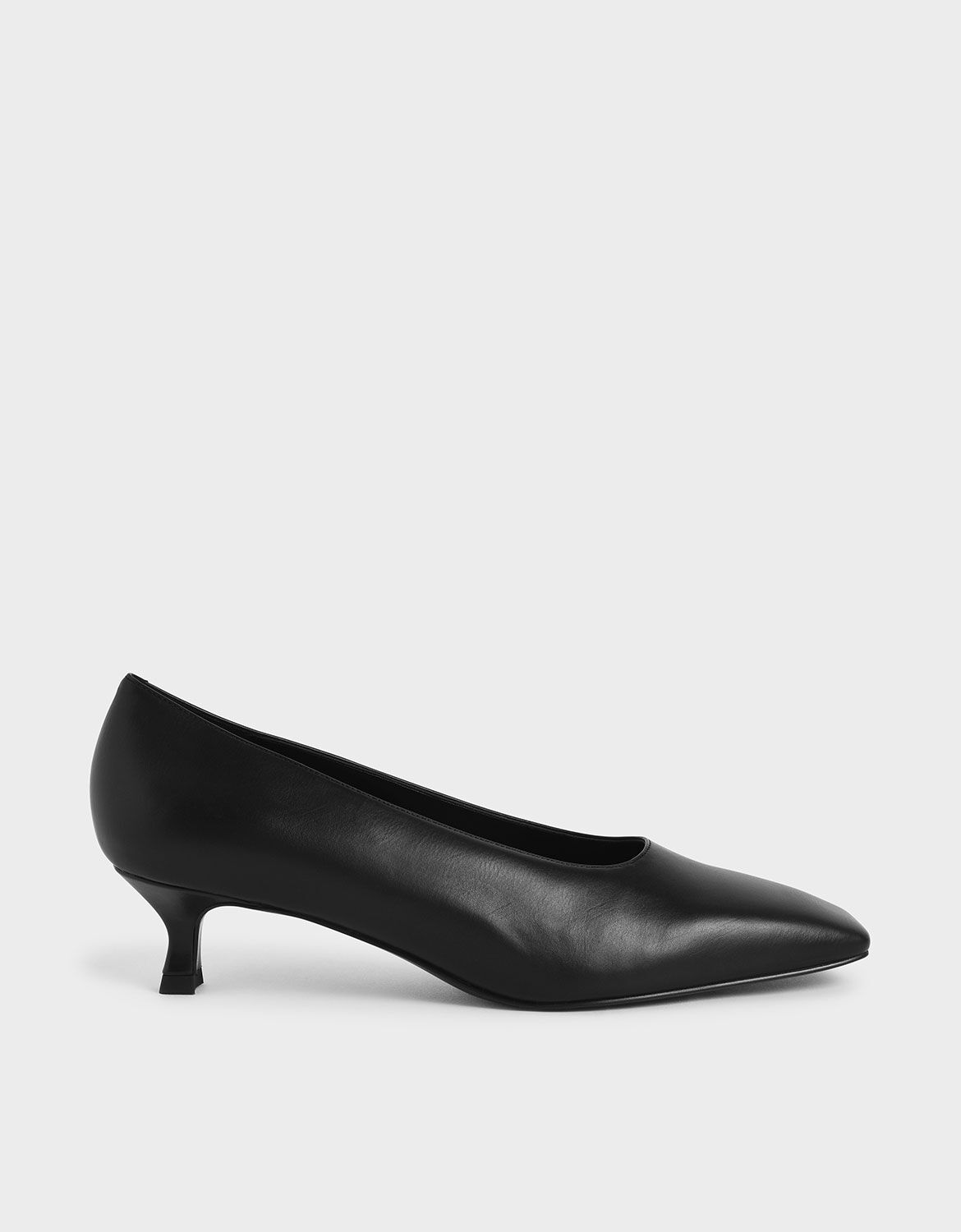 black kitten heel court shoes