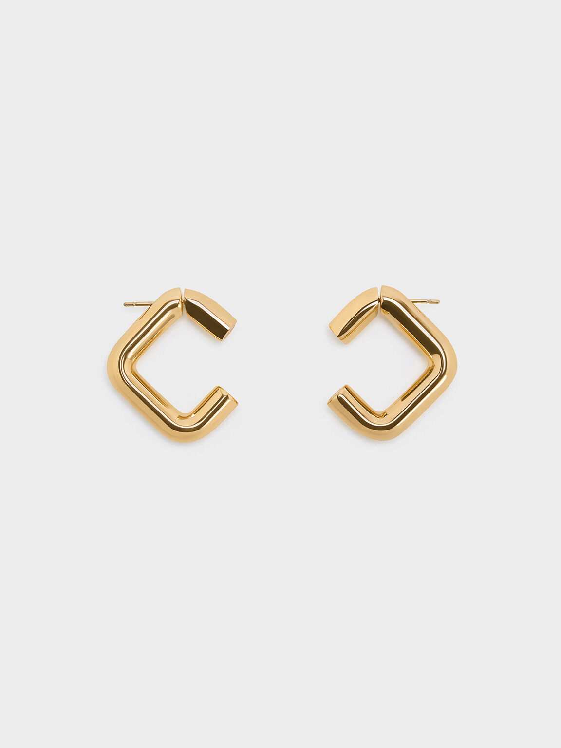 Angular Hoop Earrings, Gold, hi-res