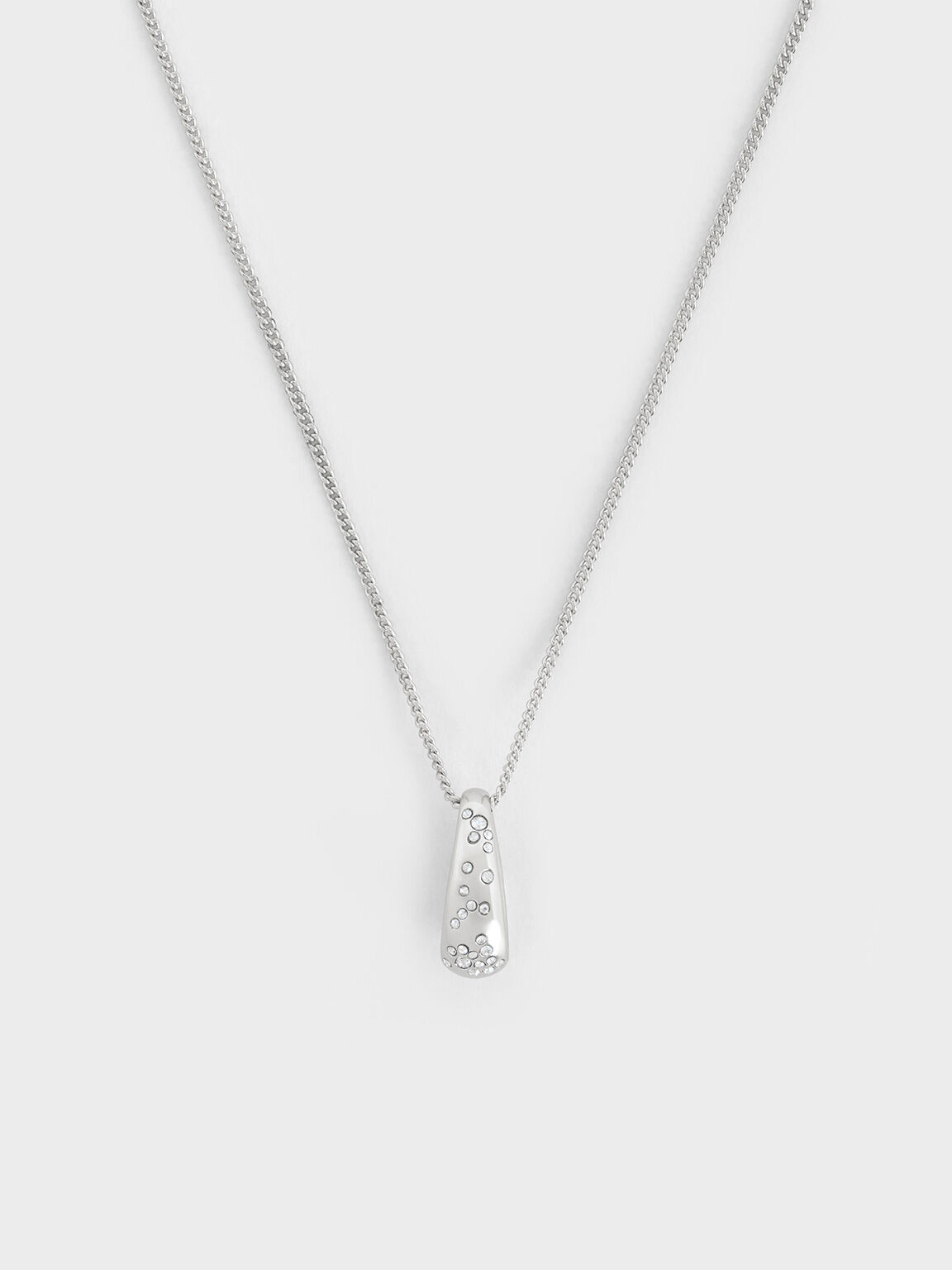 Reverie Crystal Teardrop Necklace, Silver, hi-res