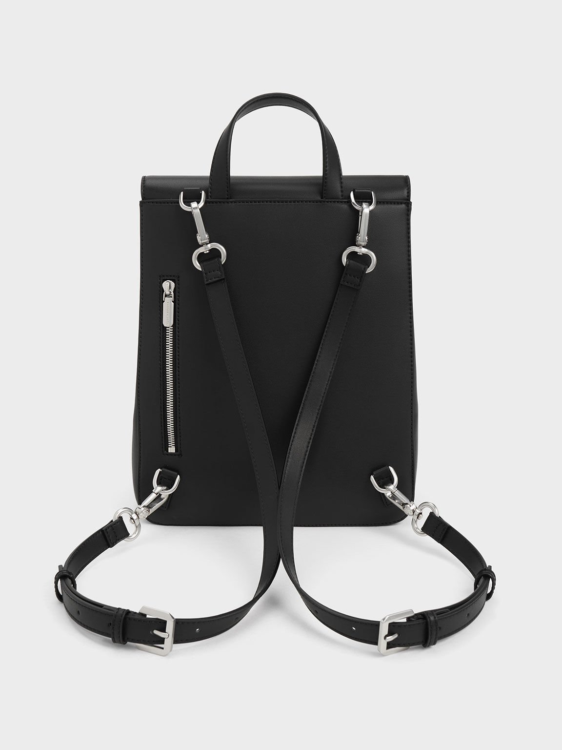 Front Flap Structured Backpack - Noir