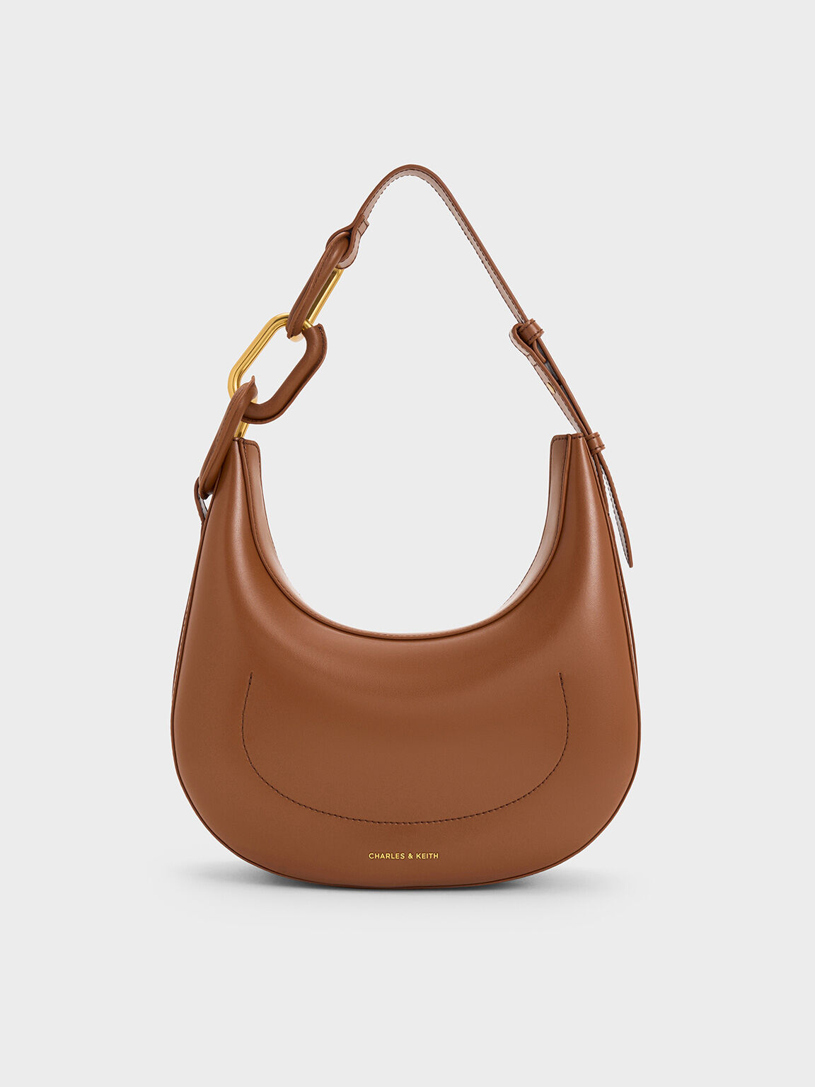 Kora Metallic-Accent Moon Bag, Chocolate, hi-res