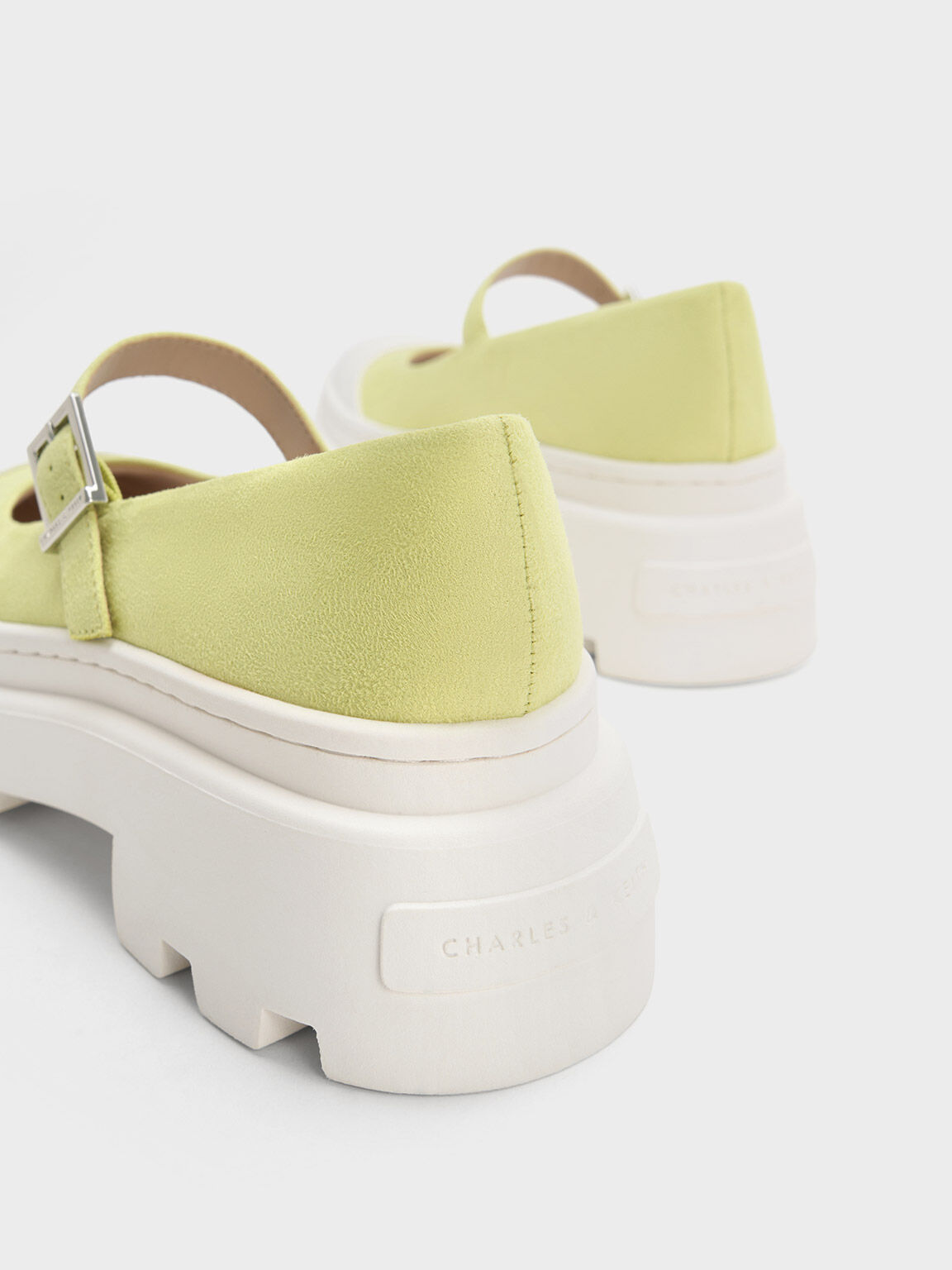 Indra Textured Two-Tone Platform Mary Janes, Lime, hi-res