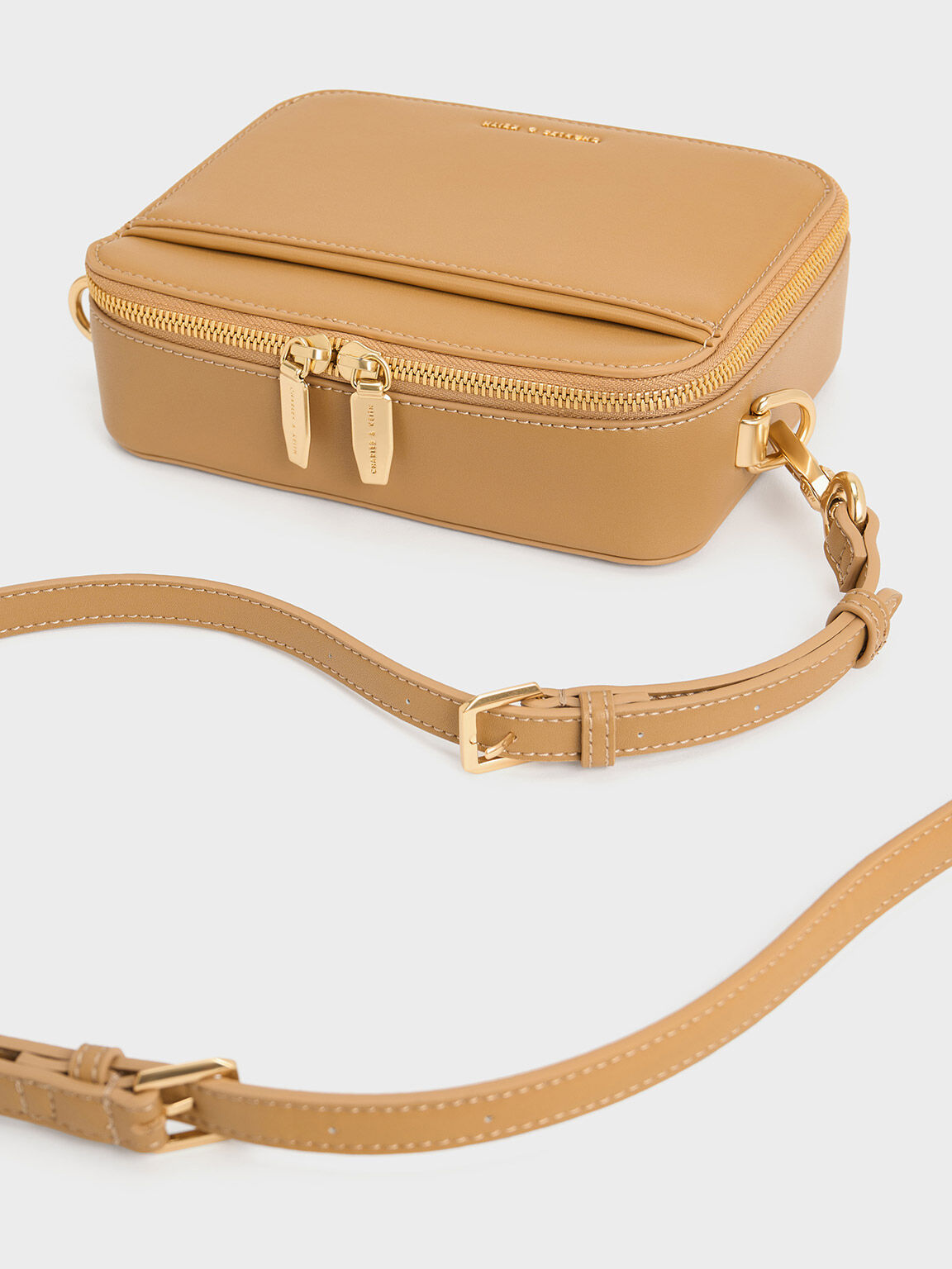 Bolso Lock & Key con asa de cadena, Camel, hi-res