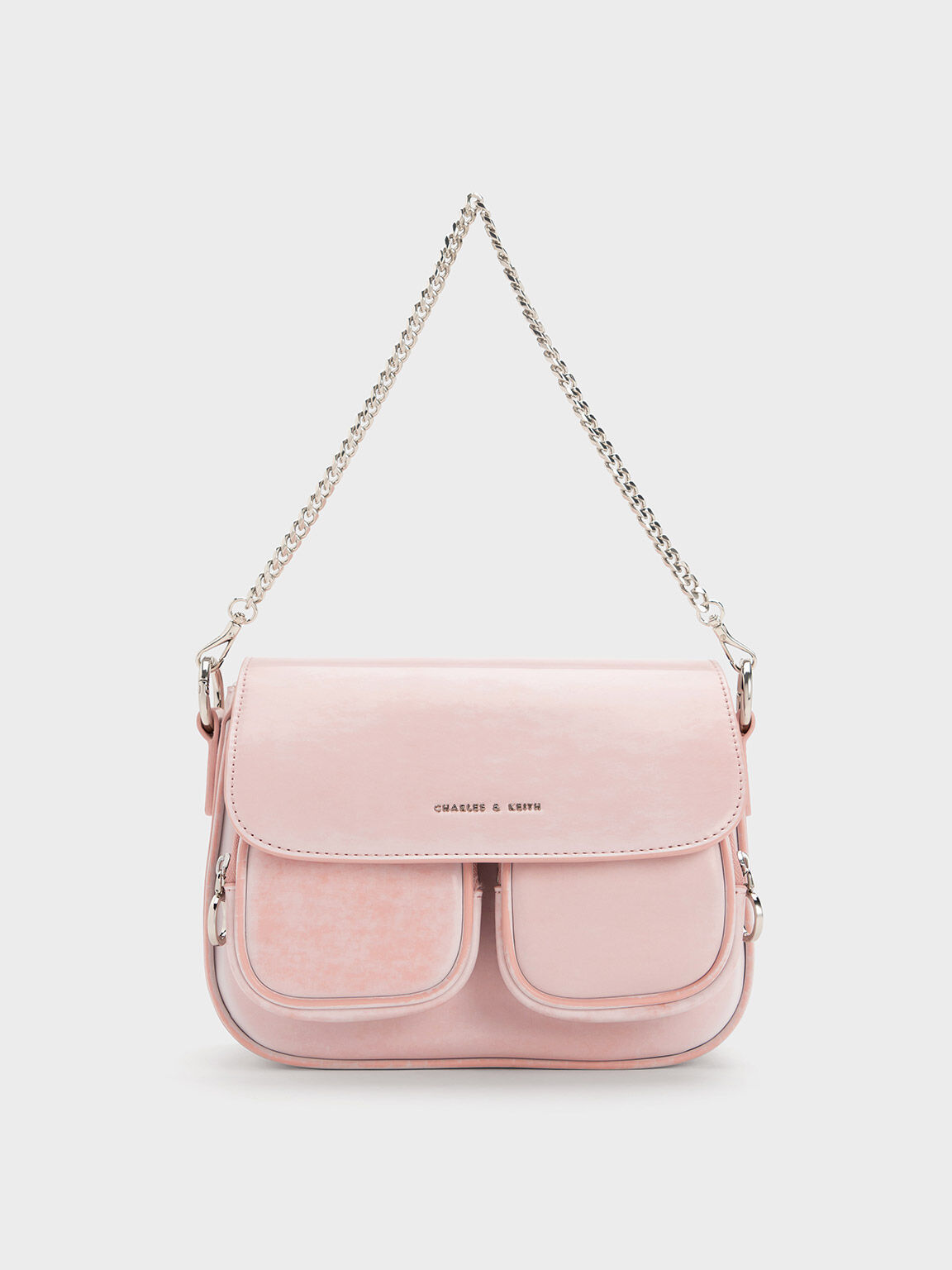 Mini Fashionable Pink Flap Square Bag With Adjustable Shoulder