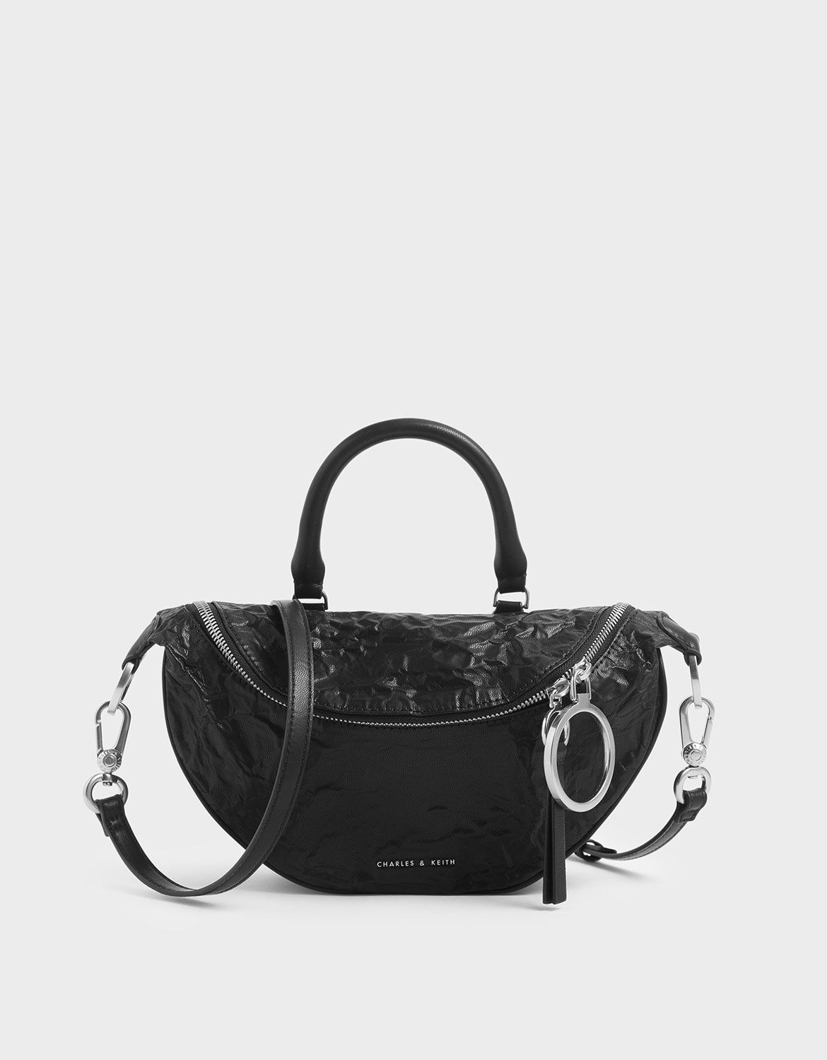 black circle crossbody bag