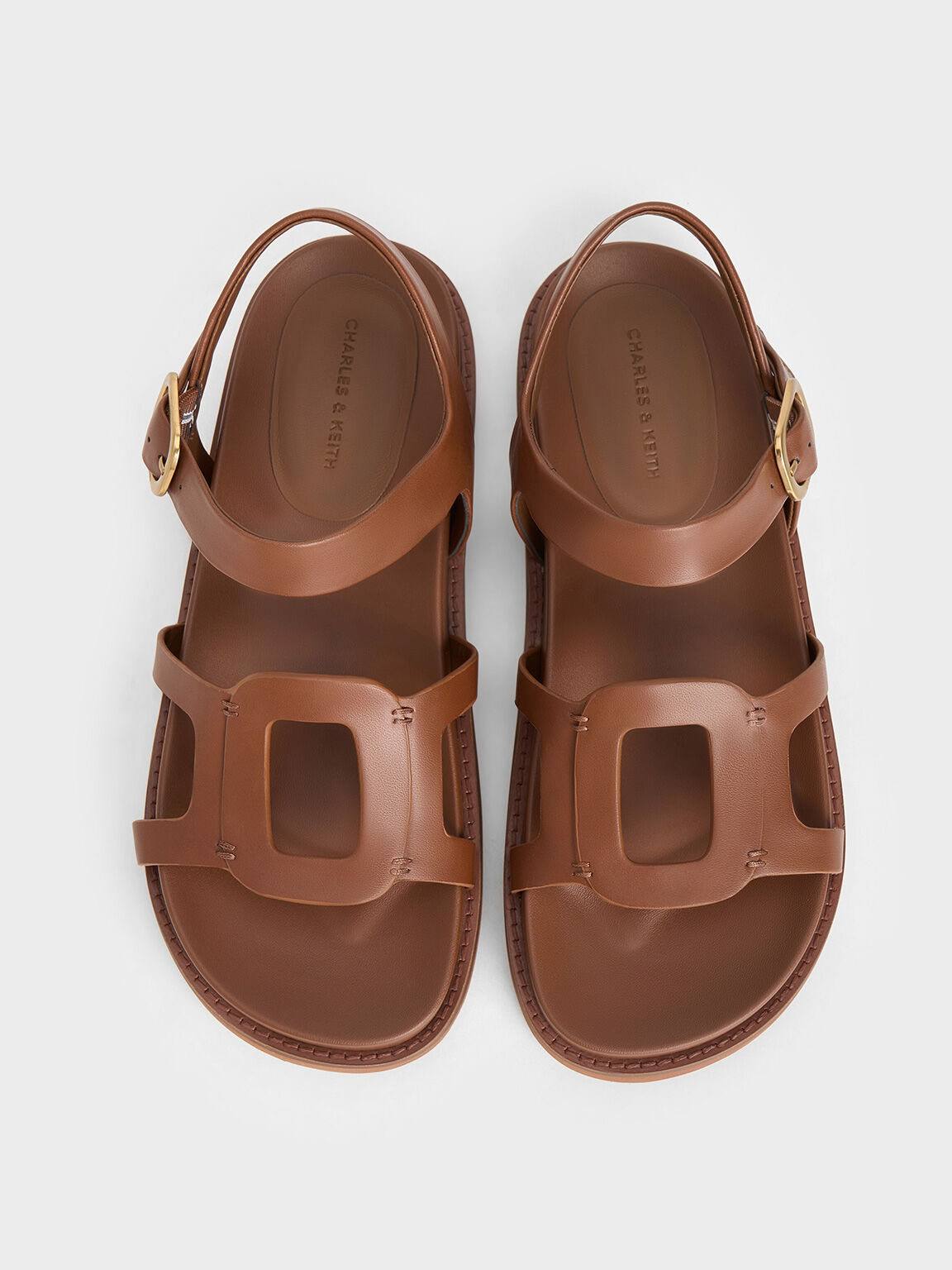 Easley Cut-Out Buckled Sandals, Caramel, hi-res