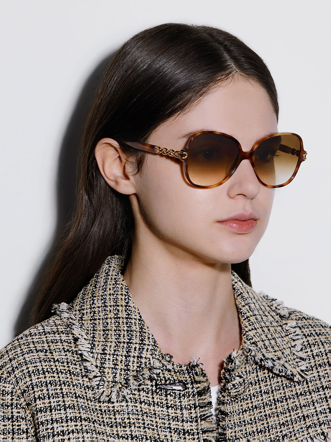 Chain-Link Oversized Butterfly Sunglasses