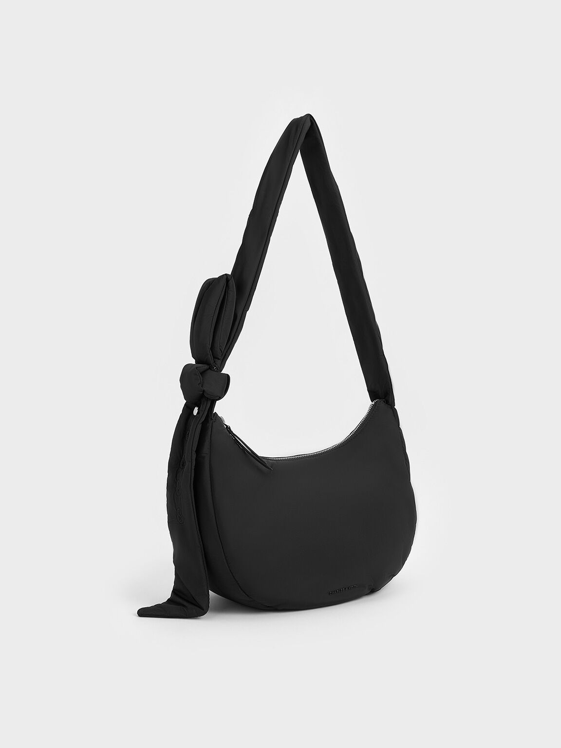 Delilah Nylon Knotted Hobo Bag, Noir, hi-res