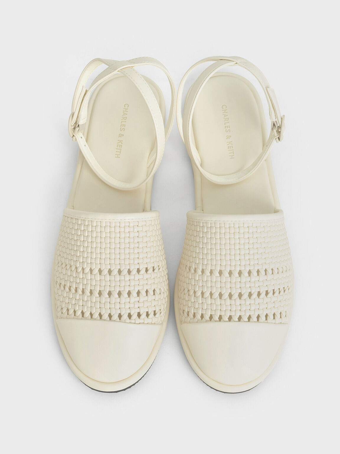 Woven Ankle-Strap Flats, Chalk, hi-res