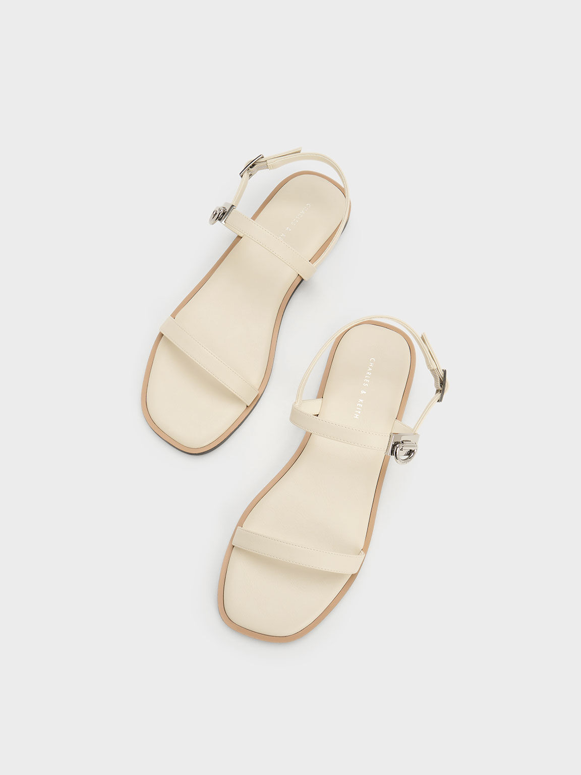 Chalk Strappy Flatform Thong Sandals - CHARLES & KEITH IN