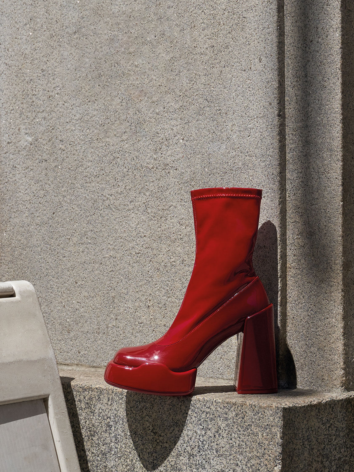 Lula Patent Block Heel Boots - Red