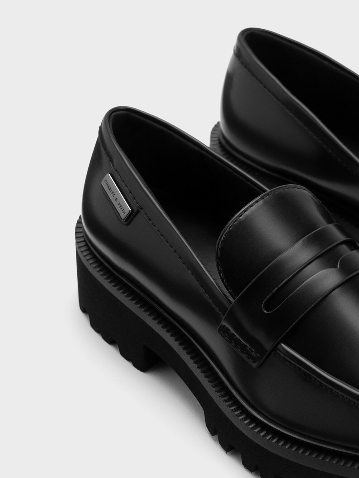 Remy Covered Ridge-Sole Loafers, Black Box, hi-res
