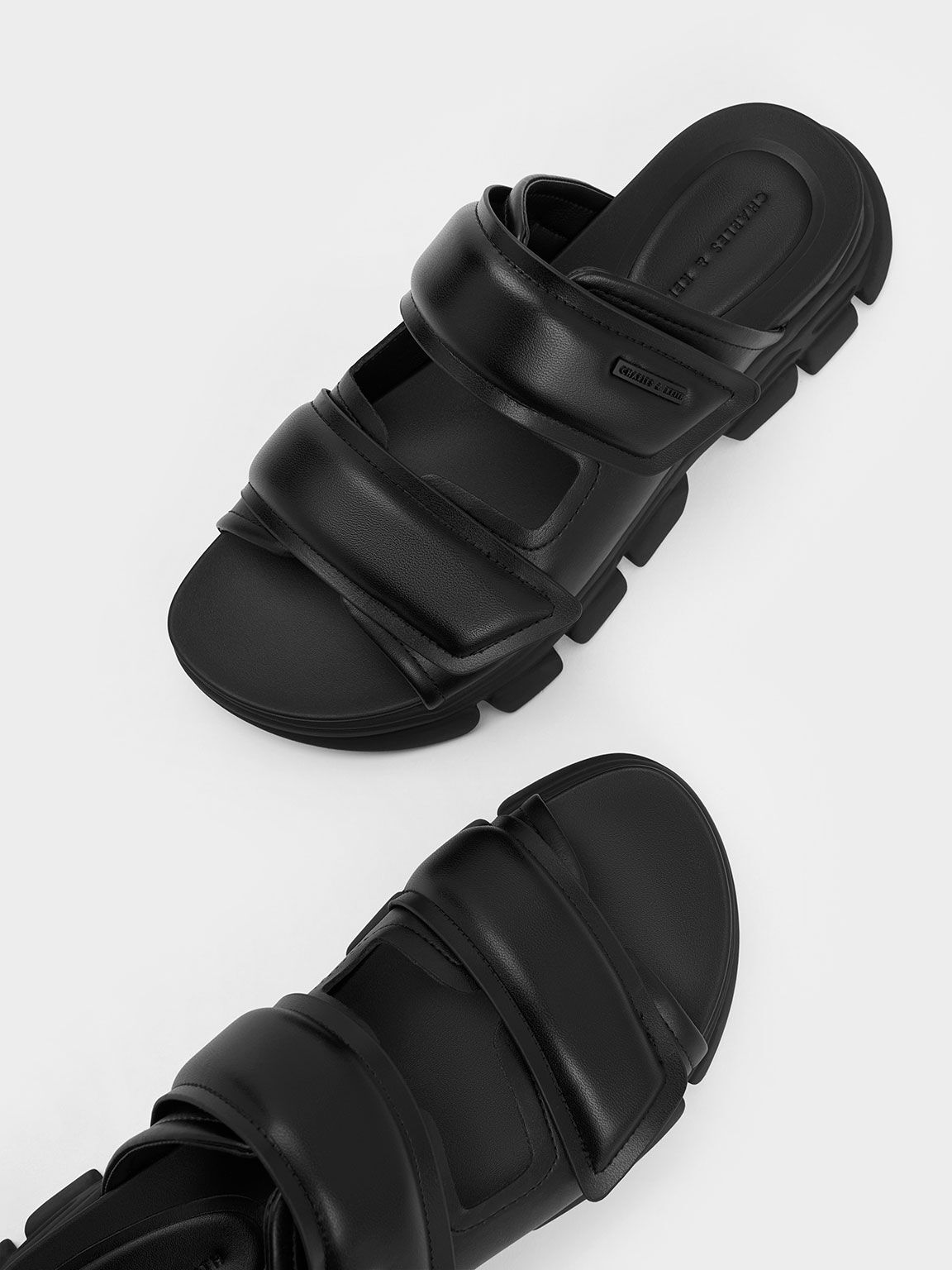 Dash Double Strap Slides, Black, hi-res