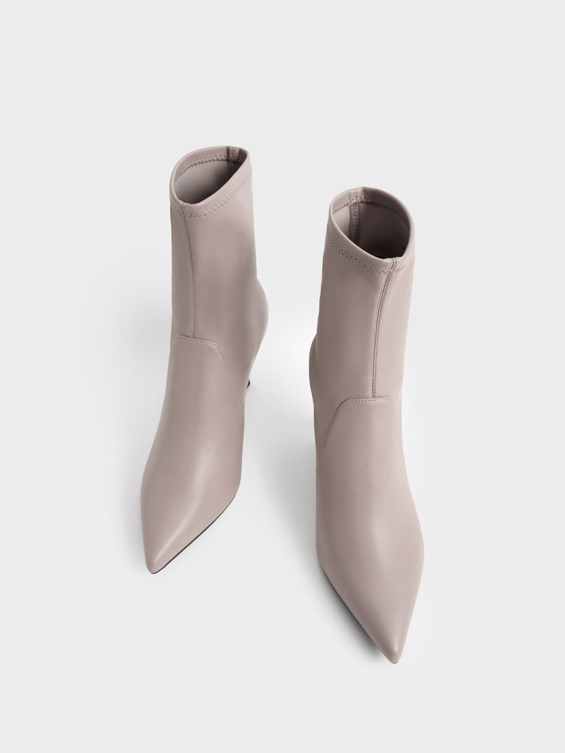 Taupe Kitten Heel Ankle Boots Charles And Keith Ae