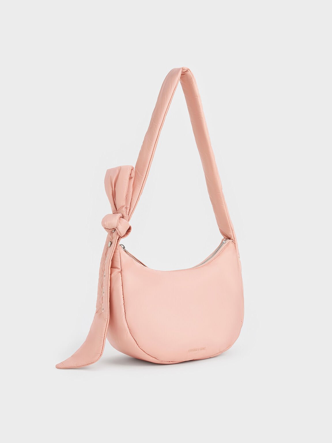 Delilah Nylon Knotted Hobo Bag, Pink, hi-res