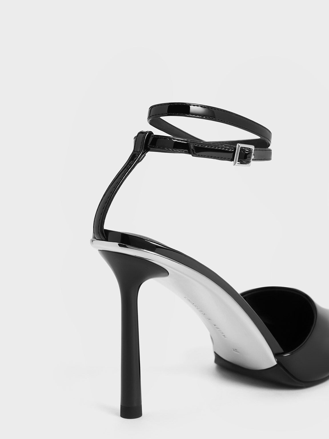 Patent Pointed-Toe Ankle-Strap Pumps, Black Patent, hi-res