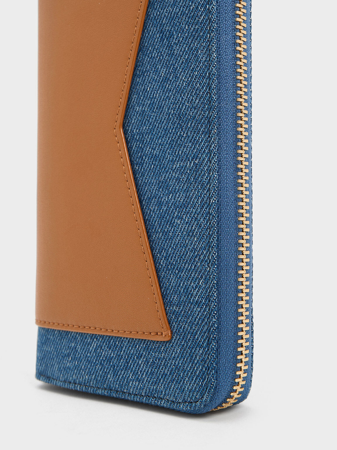 Denim Blue Gaia Denim Zip-Around Wallet - CHARLES & KEITH US