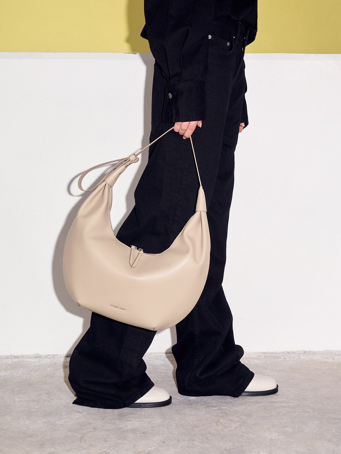 Odella Curved Hobo Bag, Taupe, hi-res