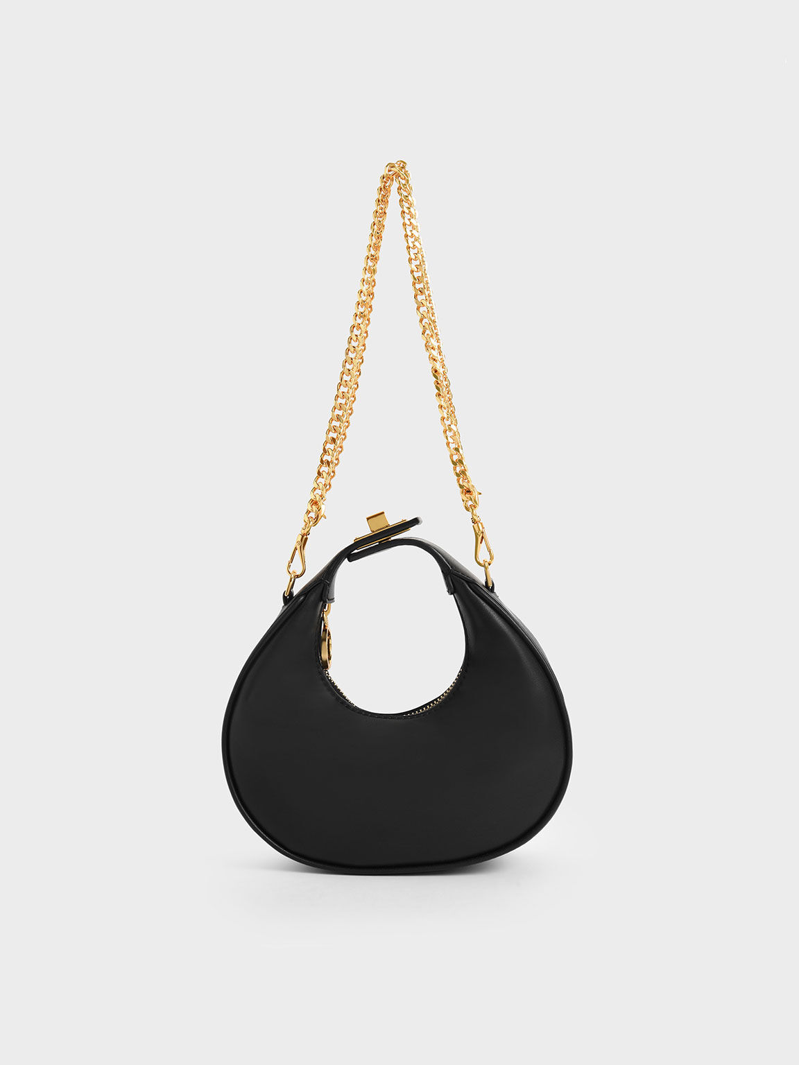 Mini Crescent Hobo Bag, Black, hi-res