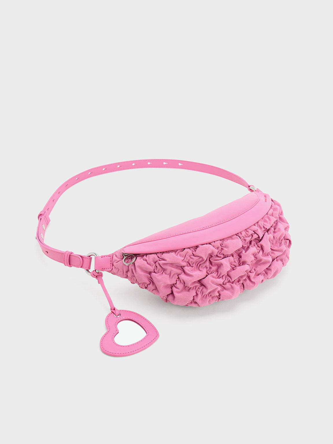 Pink Ruched Nylon Bum Bag | CHARLES & KEITH
