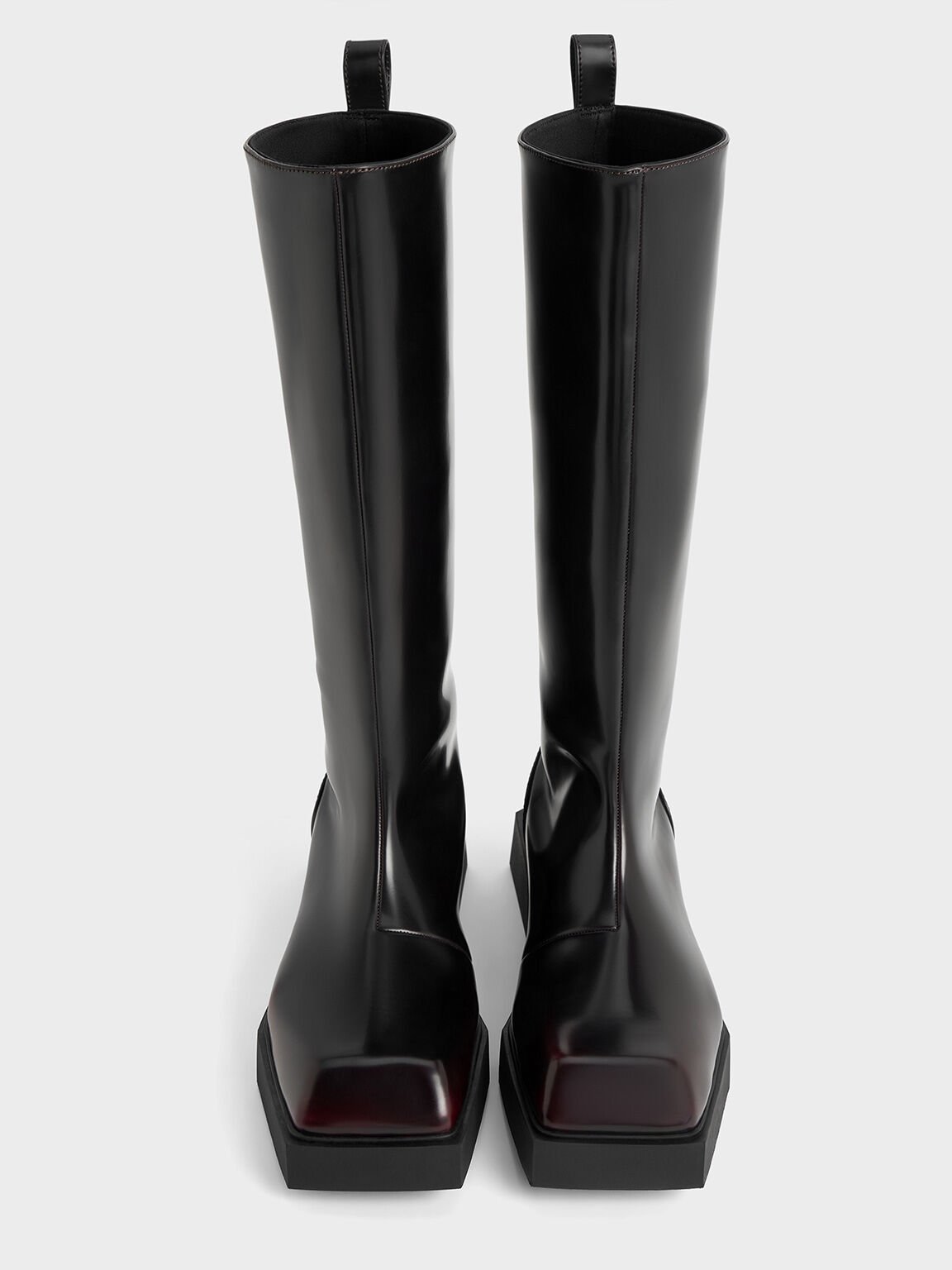 Lorde Square-Toe Knee-High Boots, Burgundy, hi-res