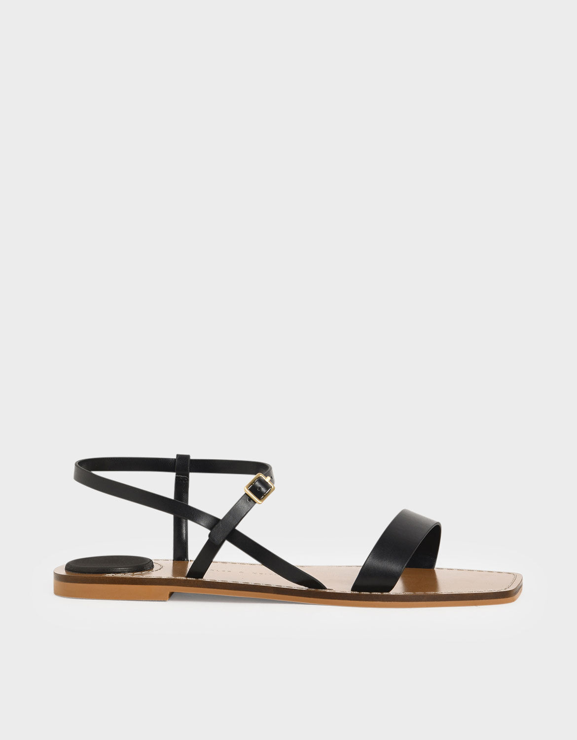 black ankle strap flat sandals