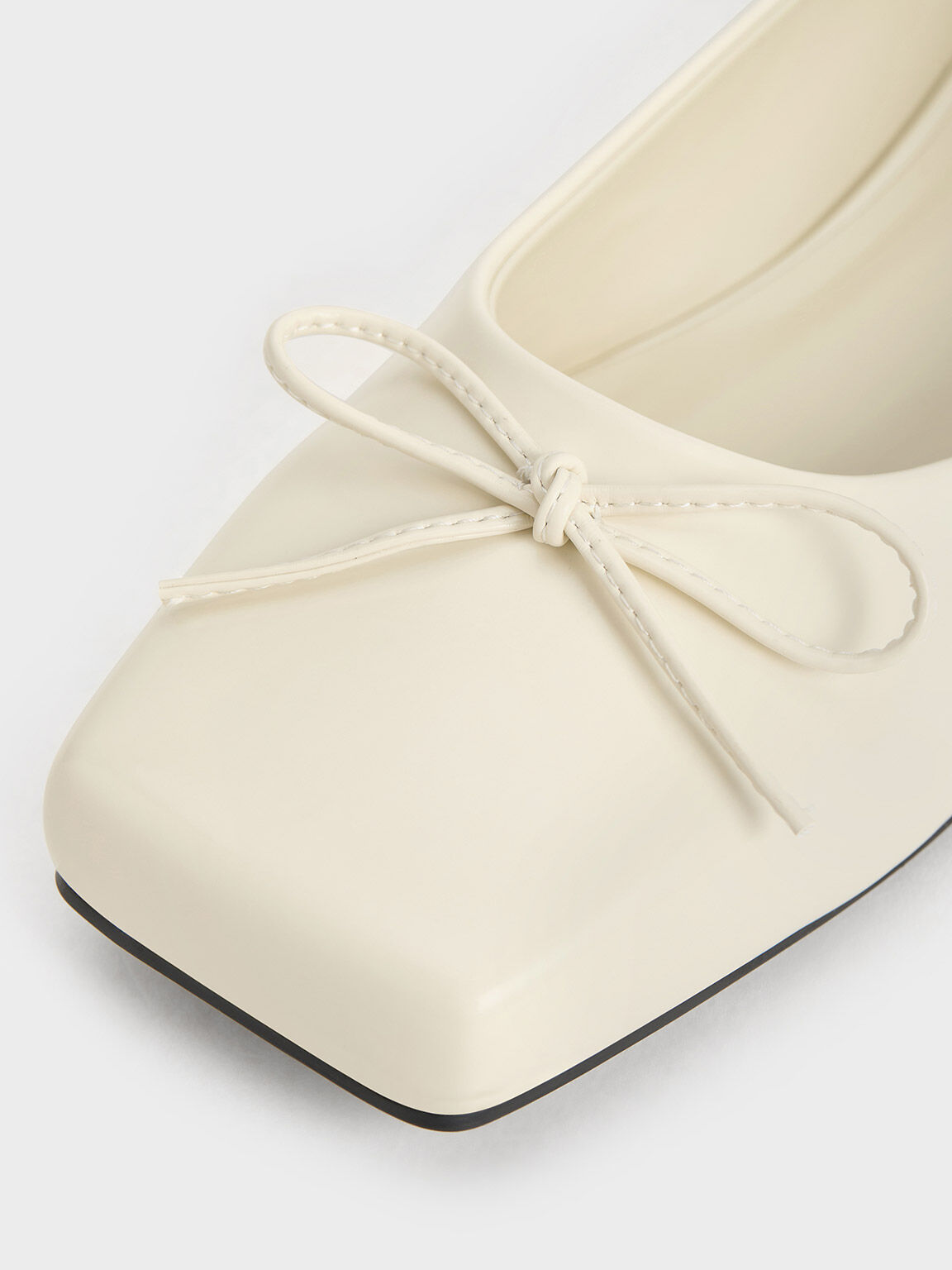 Square-Toe Bow Ballet Flats, Chalk, hi-res