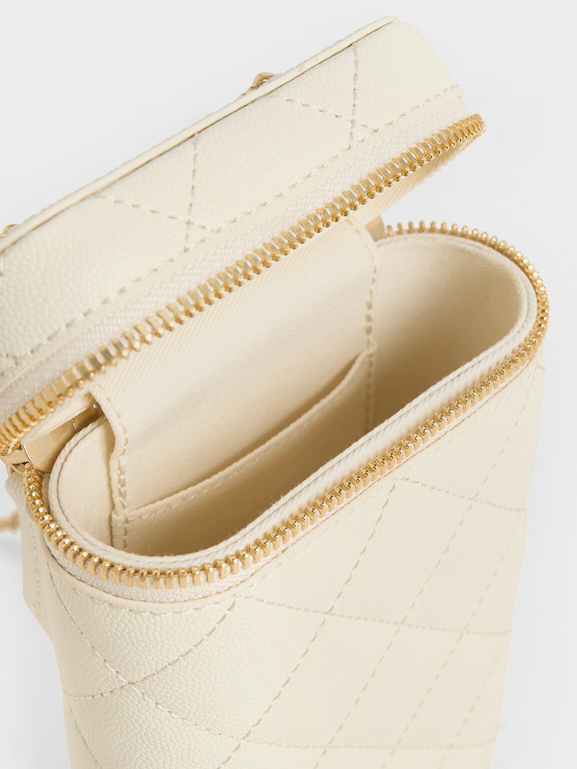 Mini Apfra Quilted Elongated Bag, Cream, hi-res