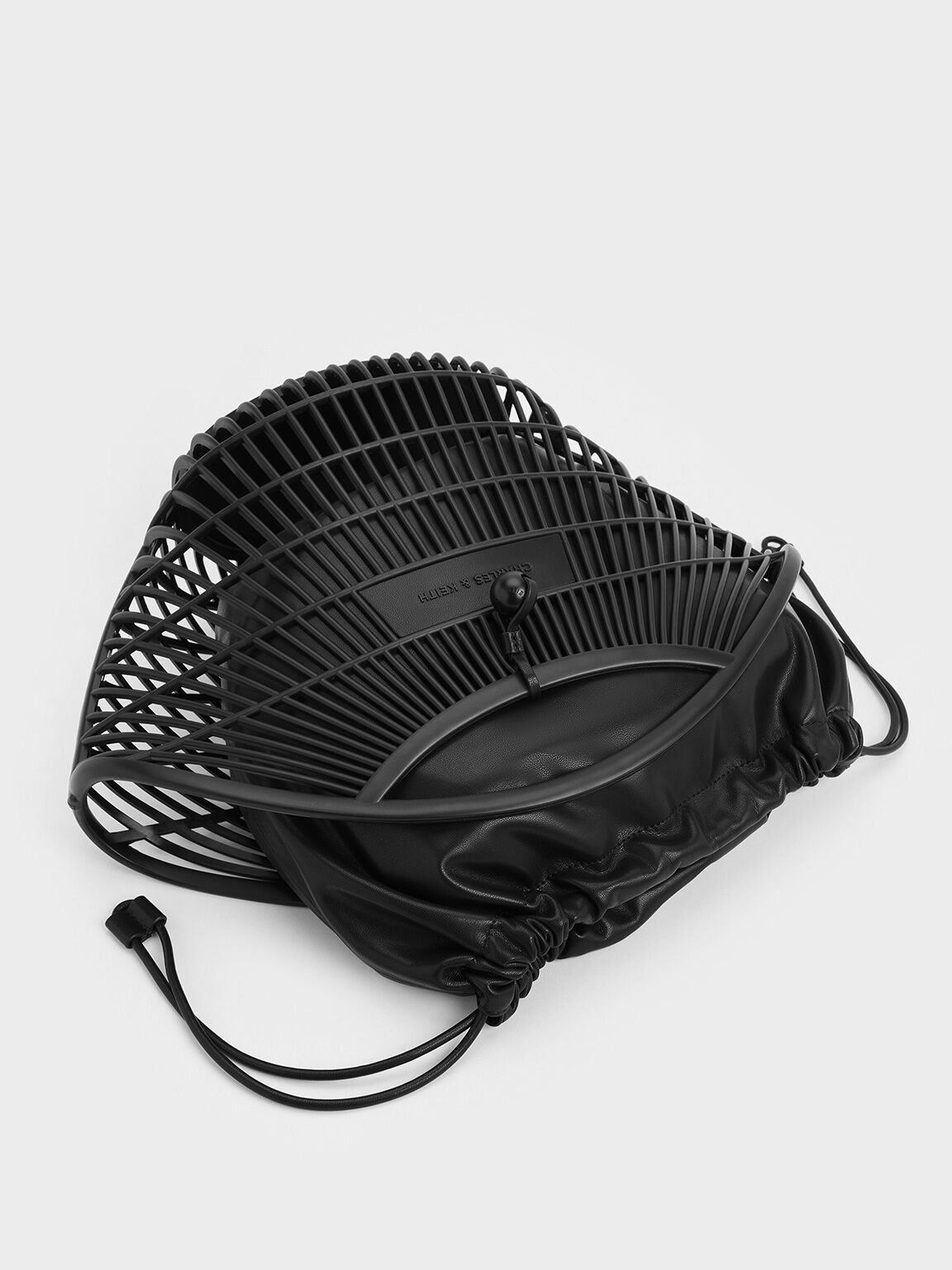 Calypso Fan Curved-Handle Bag, Jet Black, hi-res