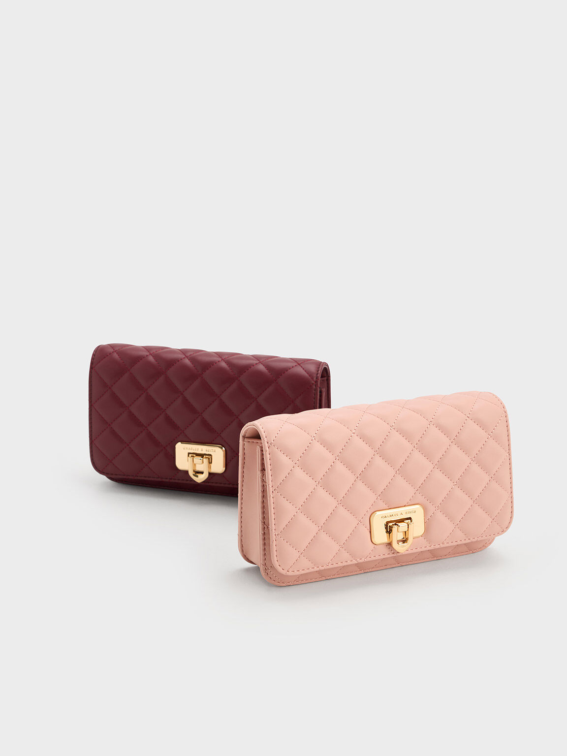 Push-Lock Quilted CHARLES US Clutch & Cressida - KEITH Pink