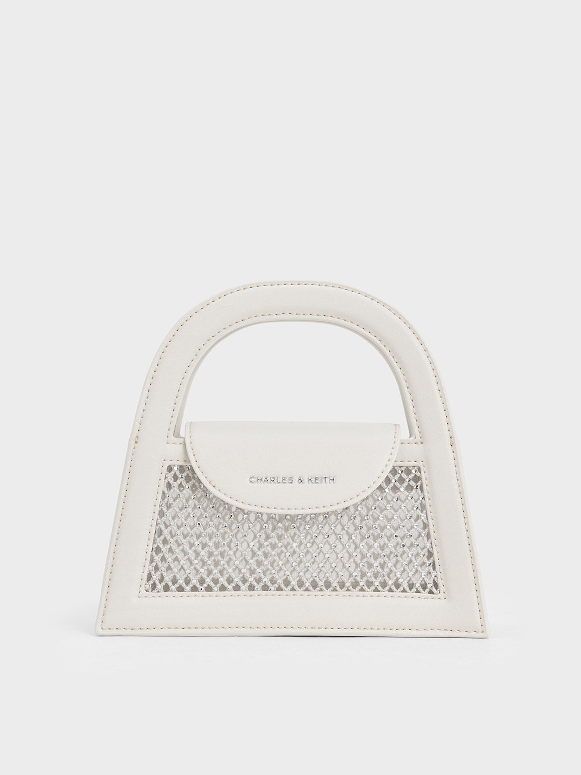 Este Crystal-Embellished Top Handle Bag, White, hi-res