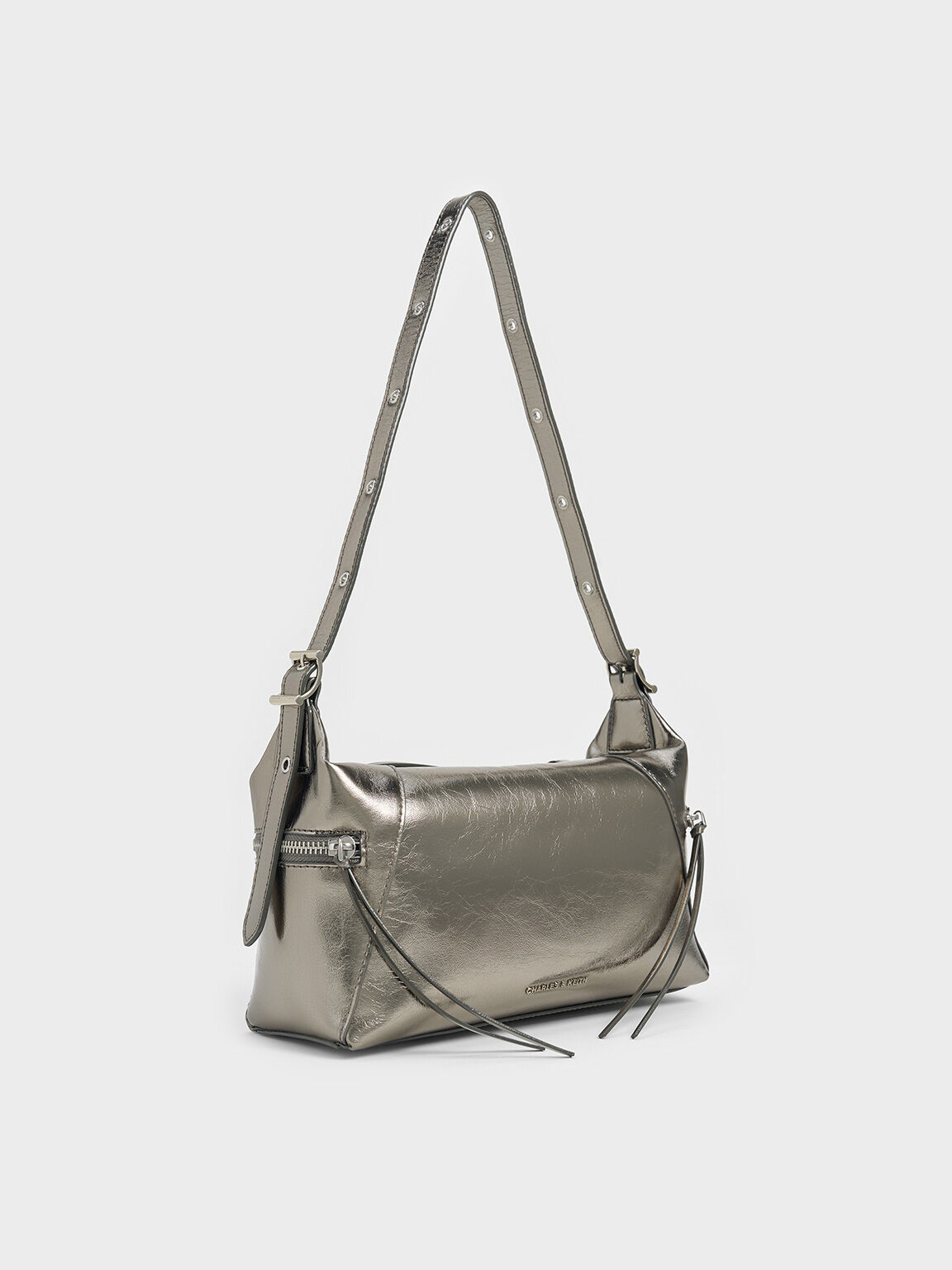 Xylia Metallic Shoulder Bag, Pewter, hi-res