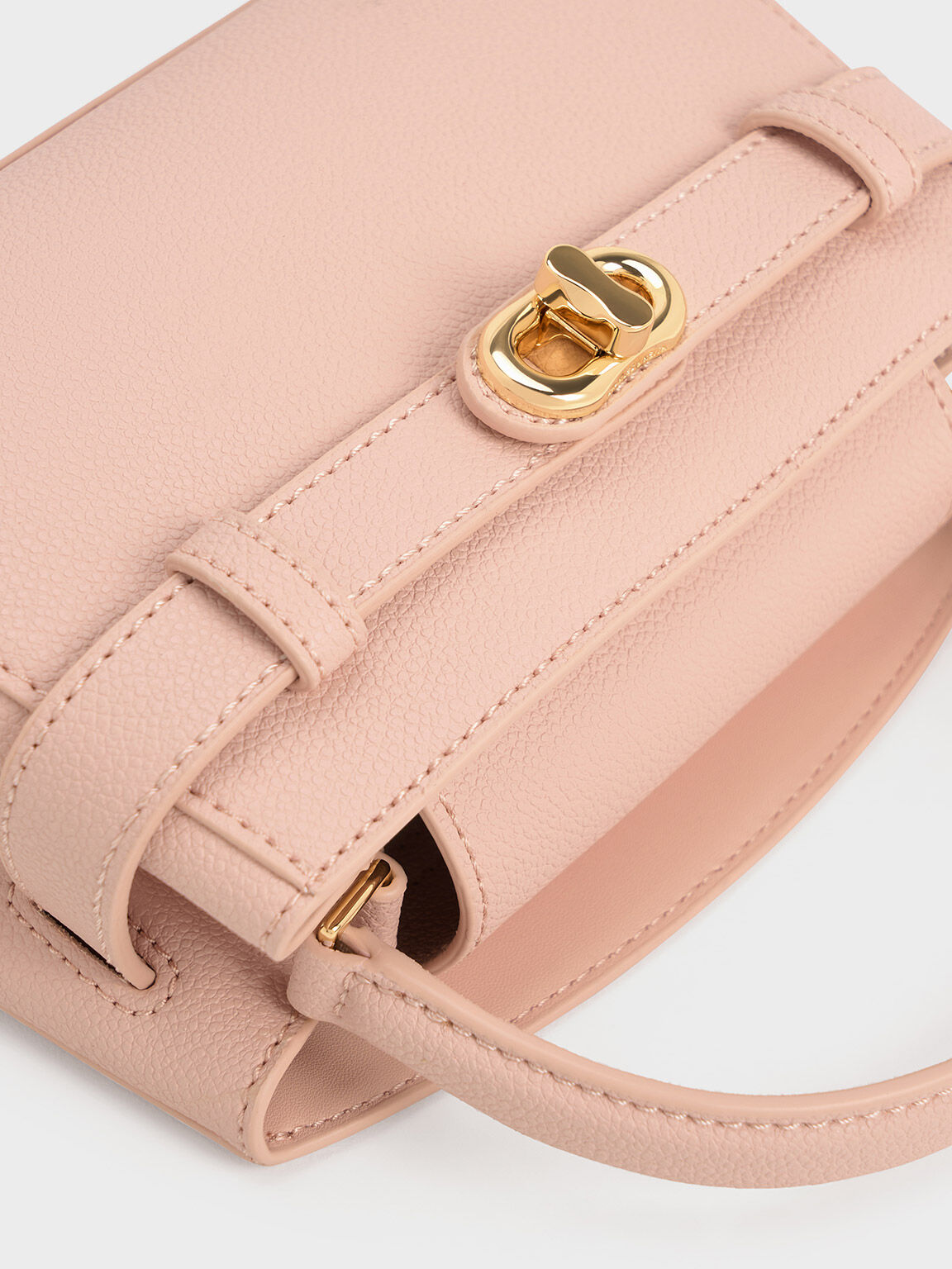 Aubrielle Metallic-Buckle Top Handle Bag, Pink, hi-res